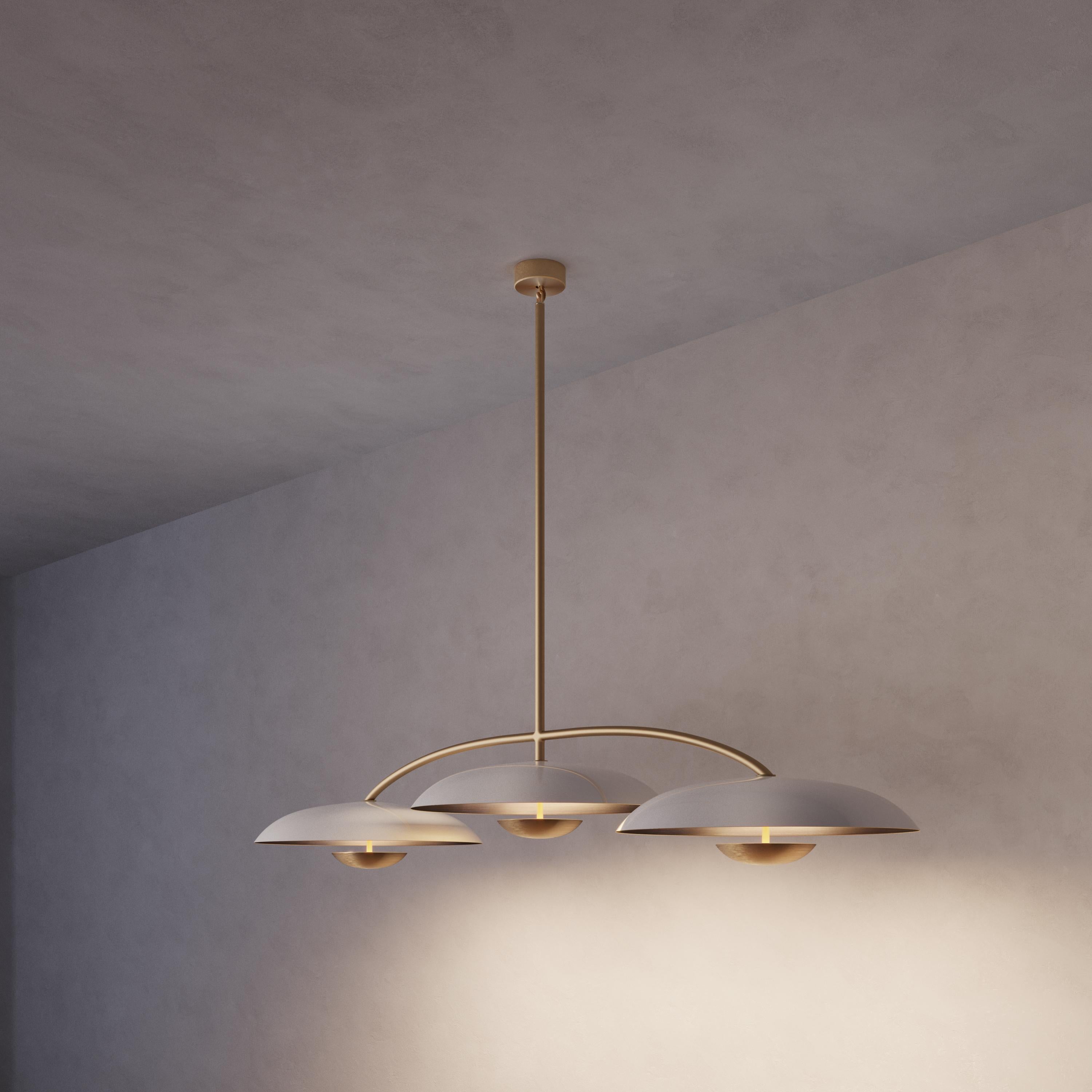 English Cosmic 'Orbit Trio XL Purion' White Piano Lacquered Brass Pendant, Ceiling Light For Sale