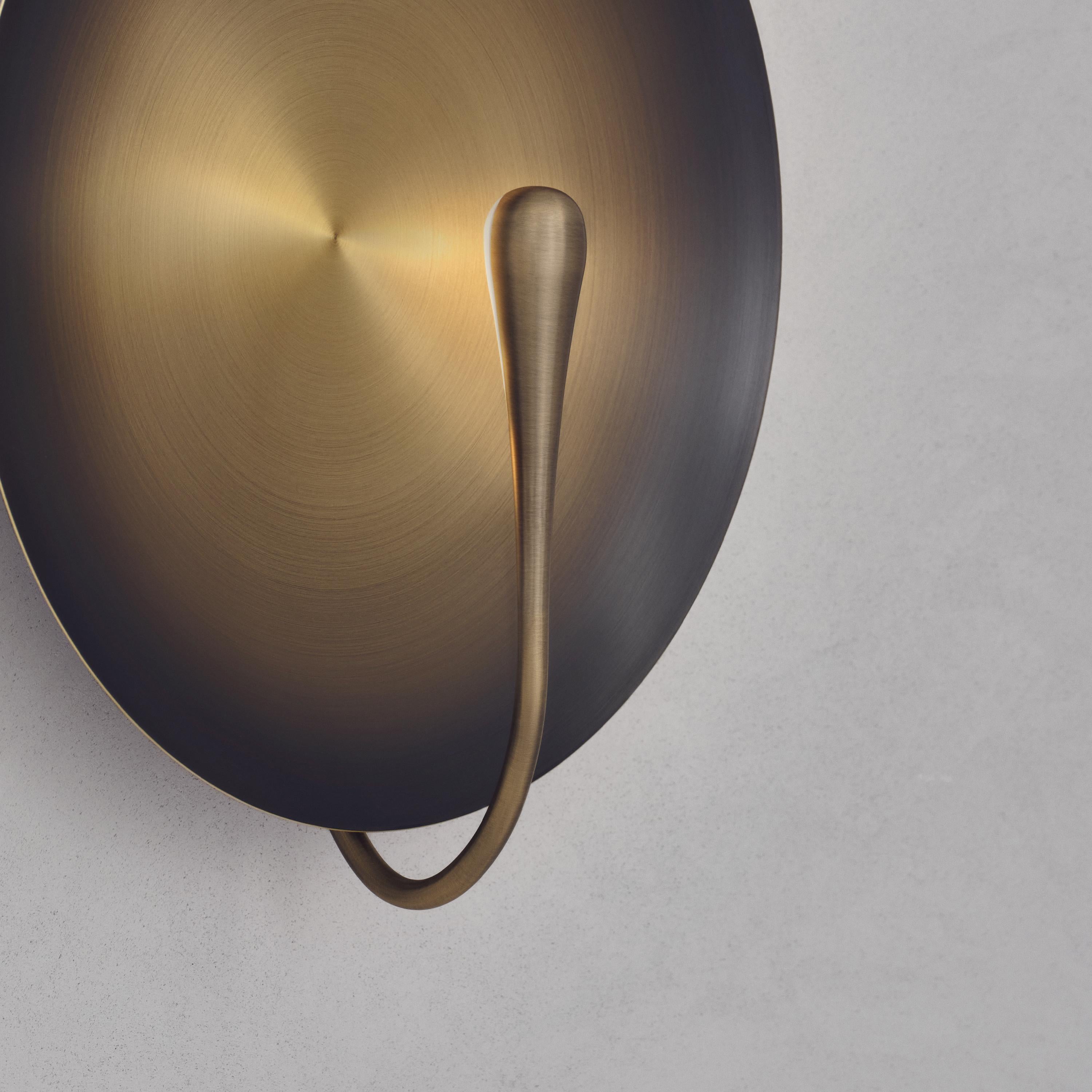 Contemporary 'Cosmic Ore' Gradient Patina Satin Brass Handmade Wall Light, Sconce For Sale