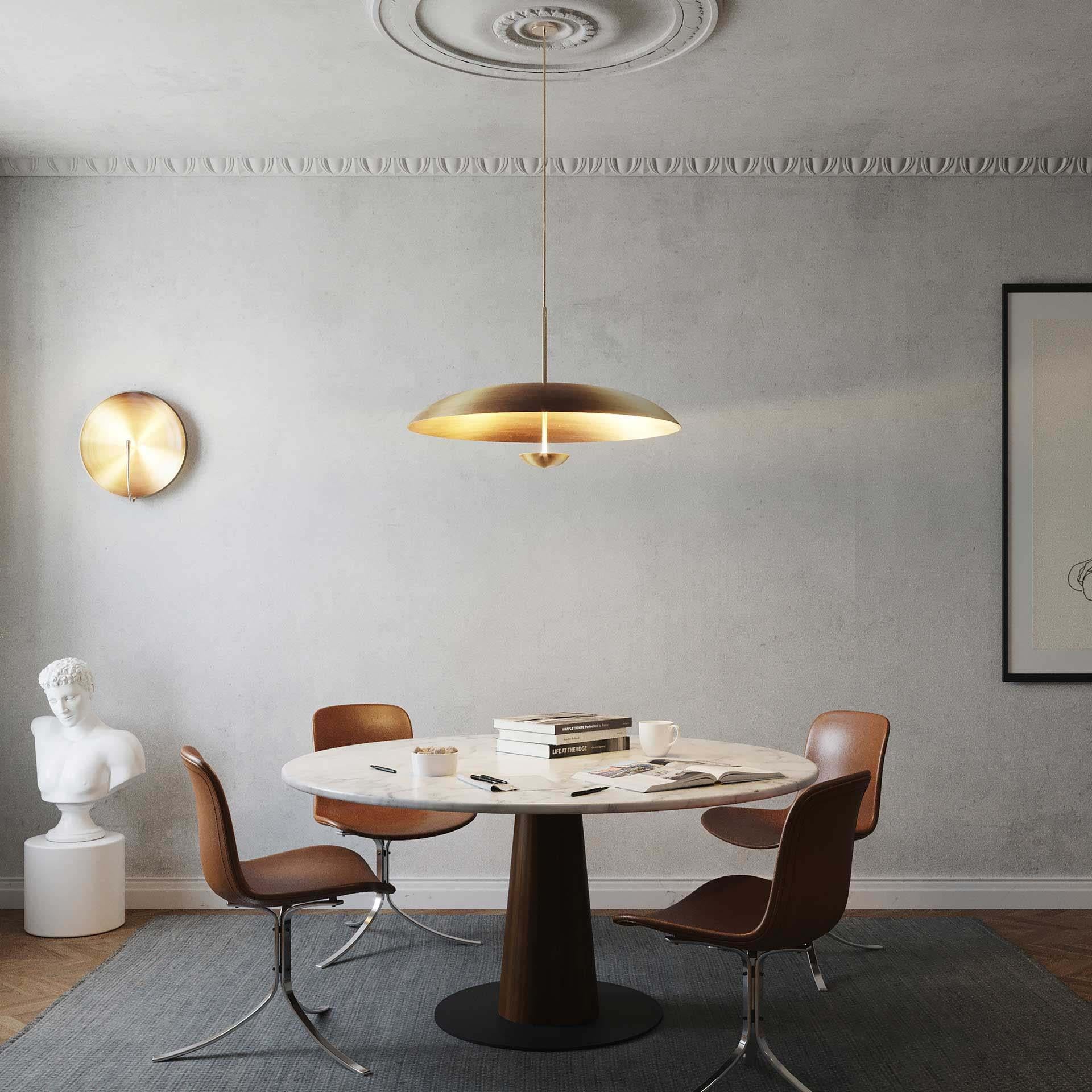 Pendentif 'Cosmic Ore' 70' Fait Main Patina Bronze Gradient Plafond en Laiton en vente 3