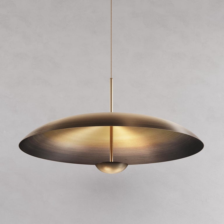 Organic Modern 'Cosmic Ore' Pendant 100, Gradient Patina Bronze Brass Ceiling Lamp, Chandelier For Sale
