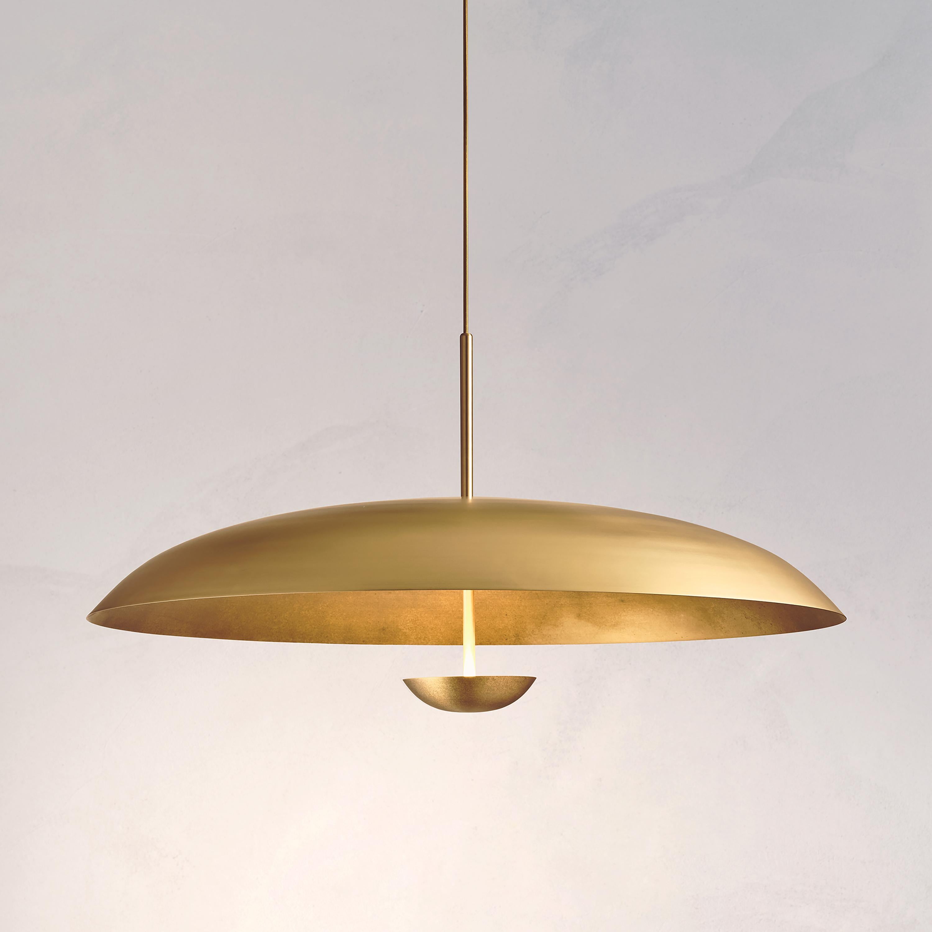 British 'Cosmic Oxidium Pendant 70' Mixed Color Patinated Brass Ceiling Lamp, Chandelier For Sale