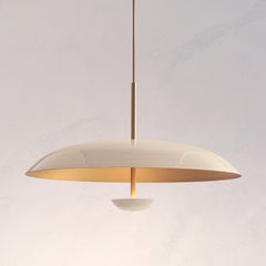 Plafonnier Cosmic « Purion Pendant 70 » en laiton satiné laqué blanc pour piano