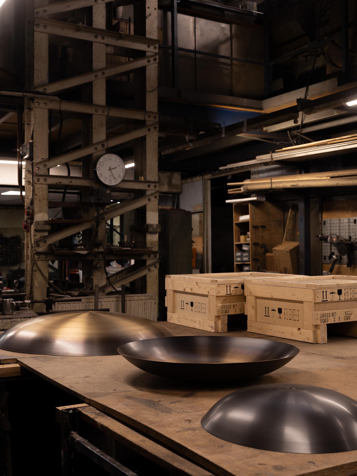 Brass Cosmic 'Pendant Duo Rust 100' Handmade Rust Patinated Chandelier For Sale