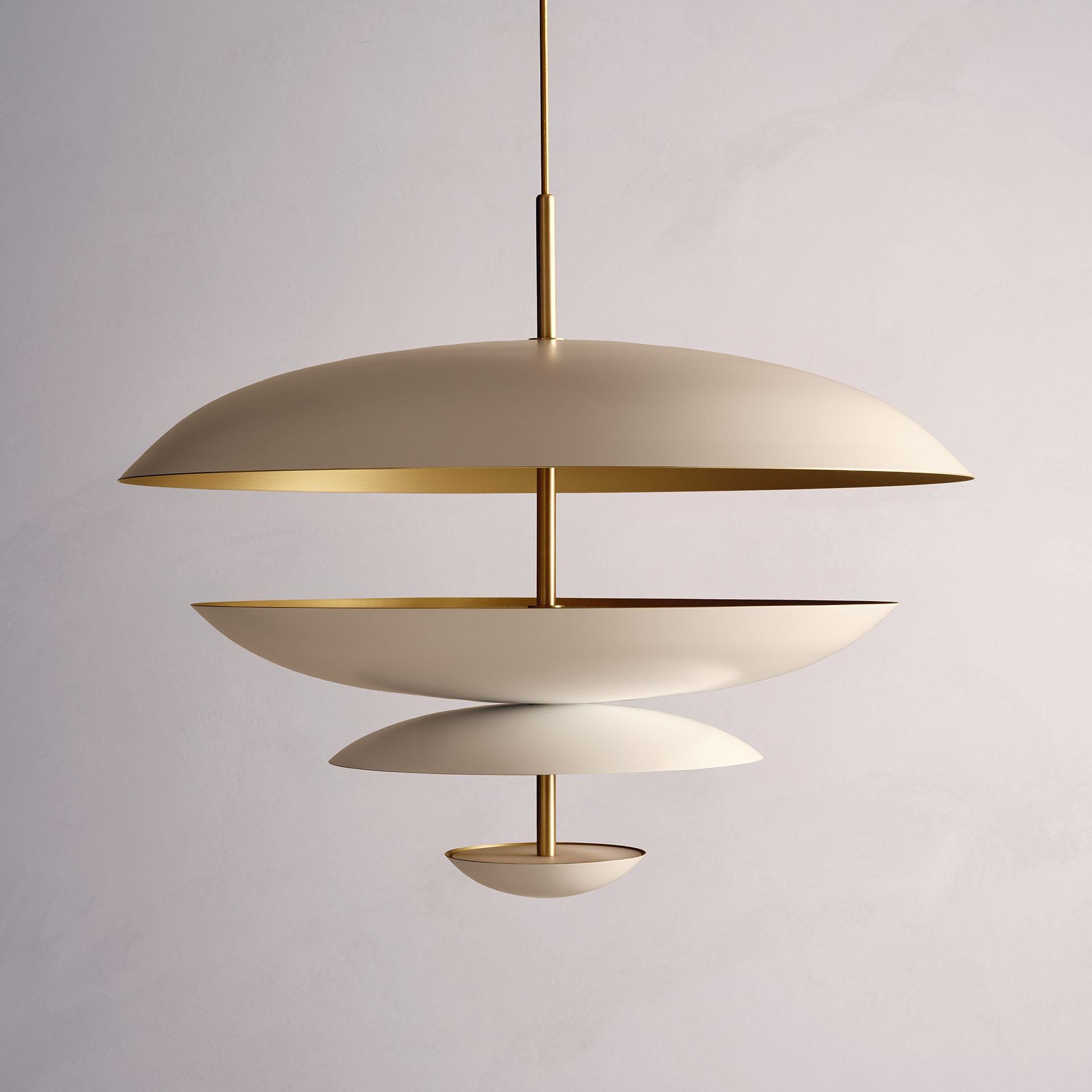 Organic Modern 'Cosmic Purion Chandelier 100' Handmade Piano Lacquered Brass Ceiling Light For Sale