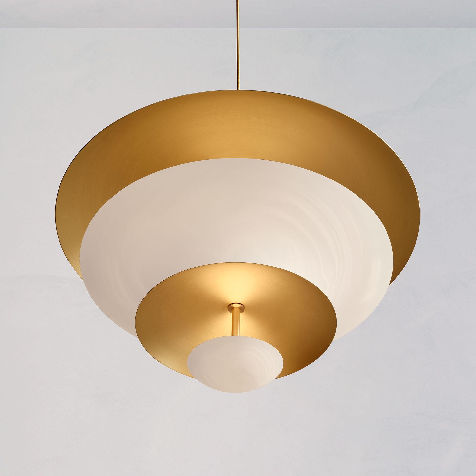 Contemporary 'Cosmic Purion Chandelier 100' Handmade Piano Lacquered Brass Ceiling Light For Sale