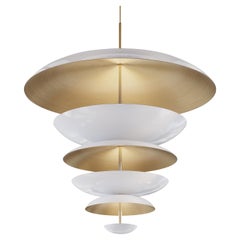 Lustre 'Cosmic Purion' XL 70' en laiton laqué blanc, plafonnier