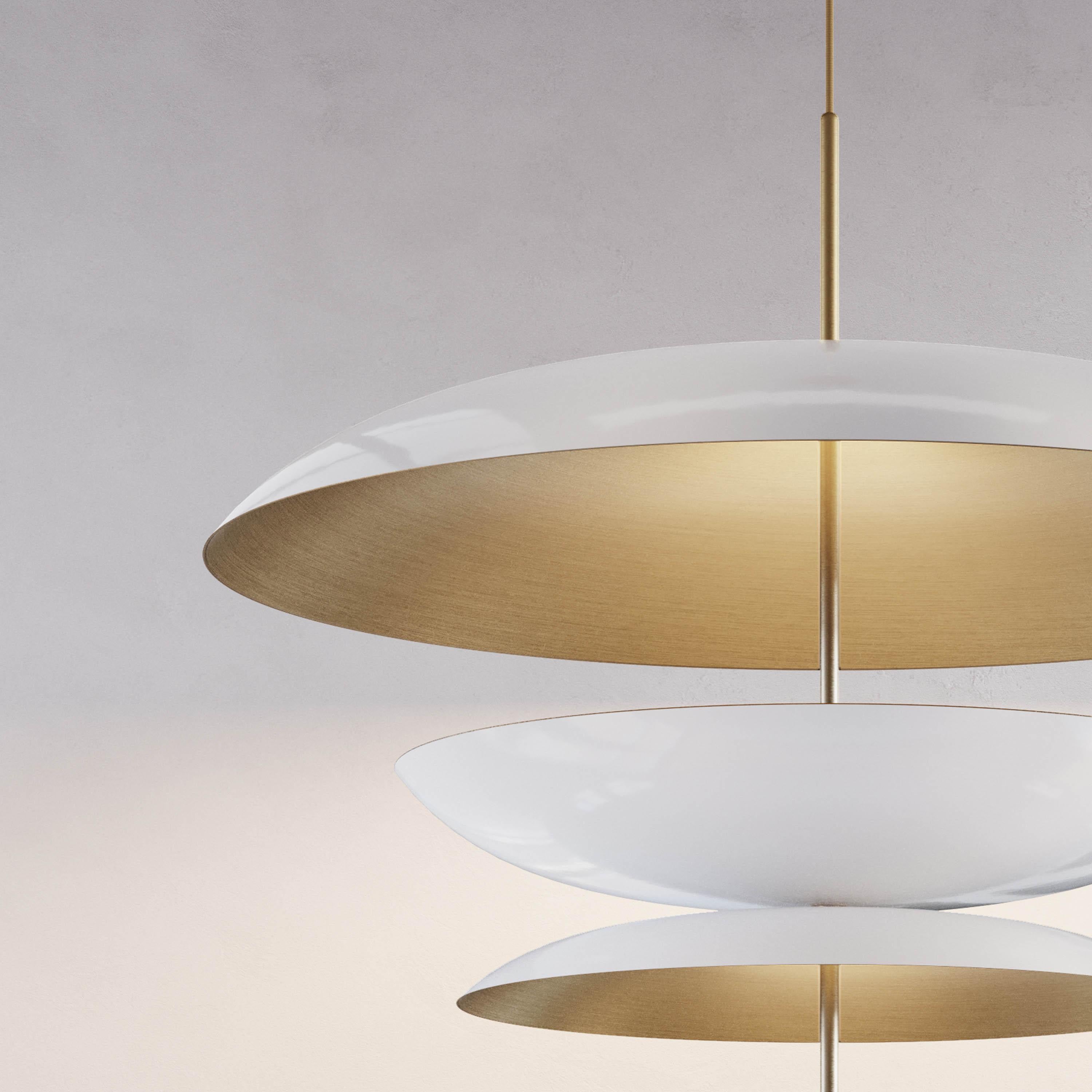 Contemporary 'Cosmic Purion' Chandelier XL 100, White Lacquered Brass Pendant, Ceiling Lamp For Sale