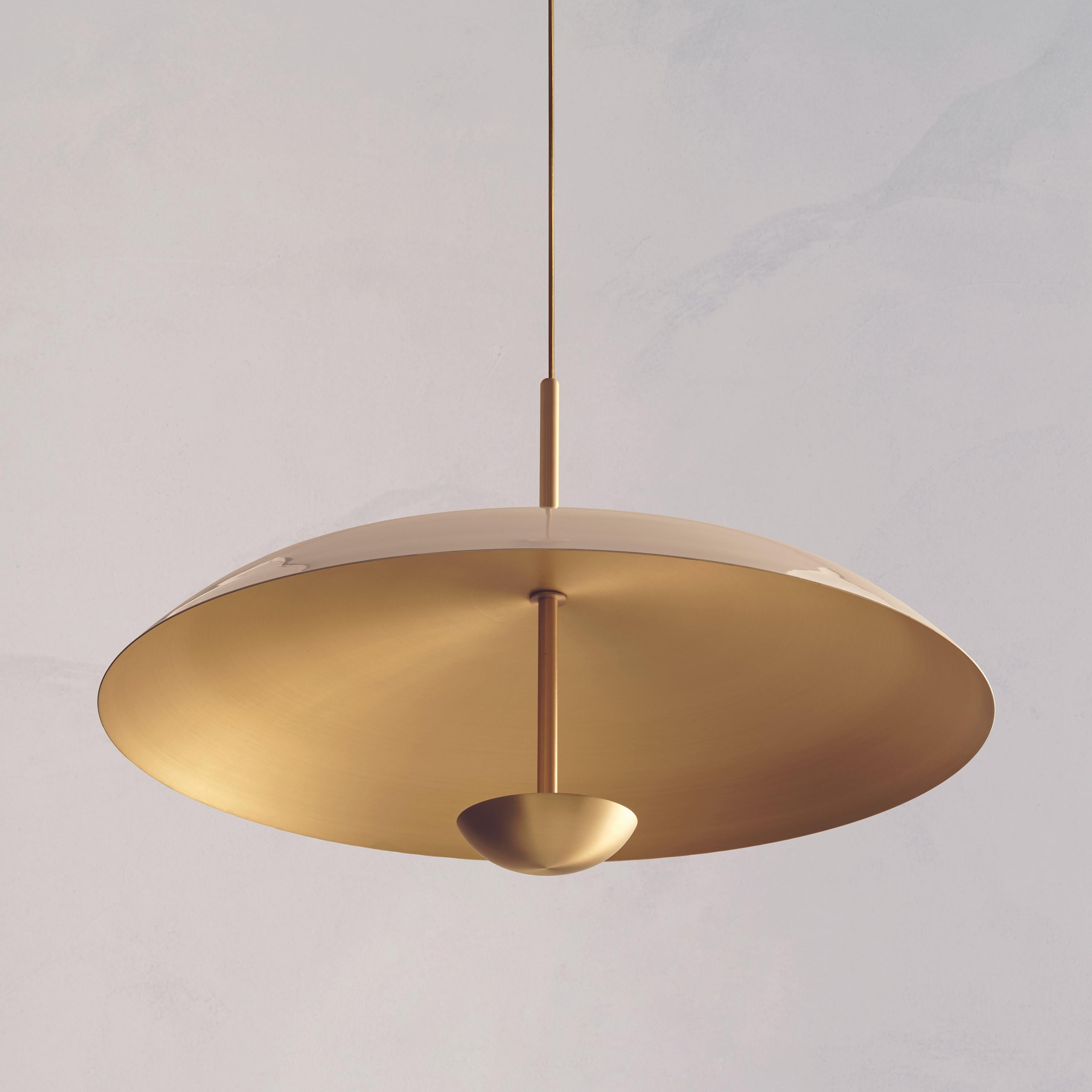 British 'Cosmic Purion Pendant 100' Handmade White Lacquered Satin Brass Ceiling Lamp For Sale