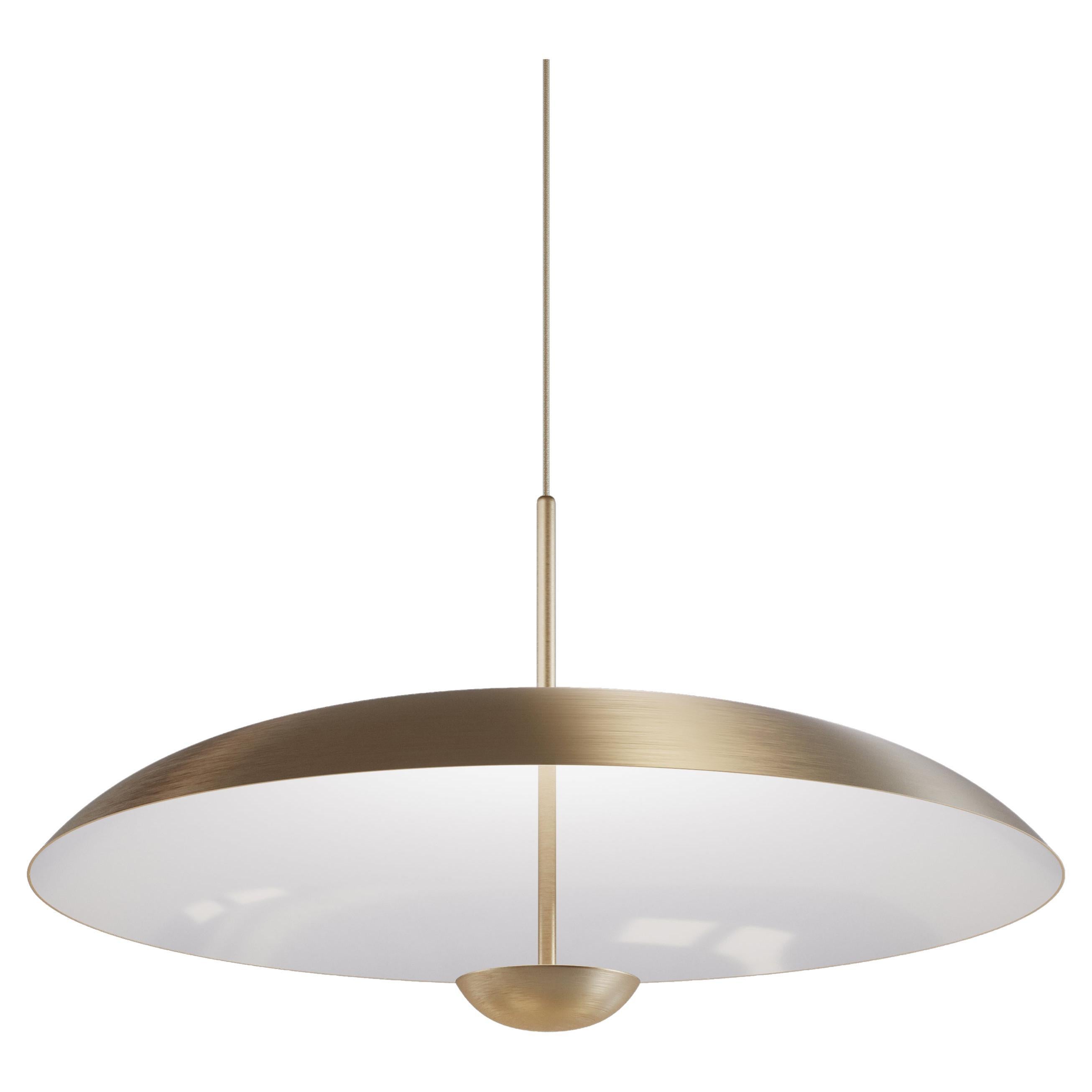 'Cosmic Purion Pendant 100' Handmade White Lacquered Satin Brass Ceiling Lamp