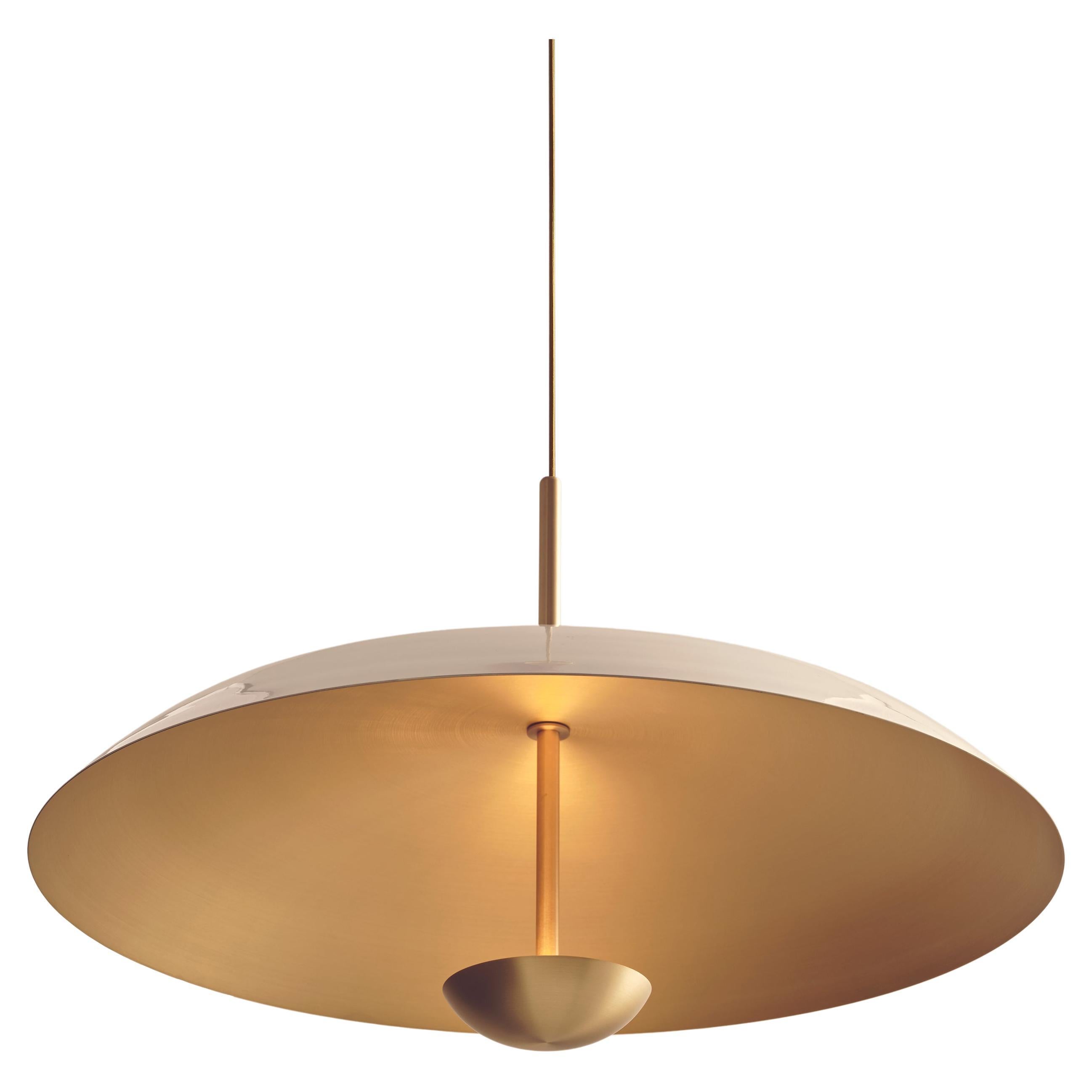 'Cosmic Purion Pendant 100' Handmade White Lacquered Satin Brass Ceiling Lamp For Sale