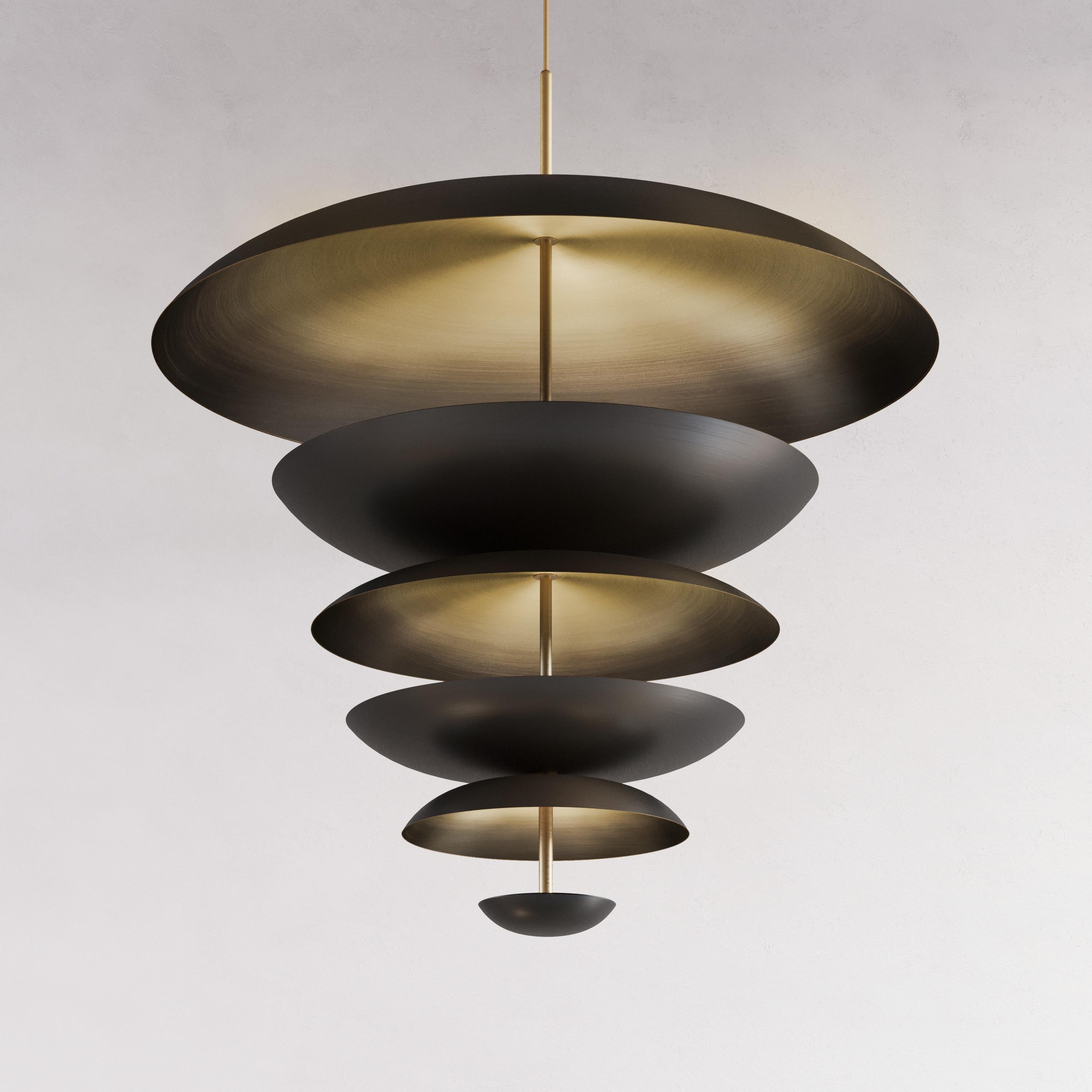 Organic Modern 'Cosmic Regolith' Chandelier XL 100, Dark Bronze Gradient Patina Brass Pendant For Sale