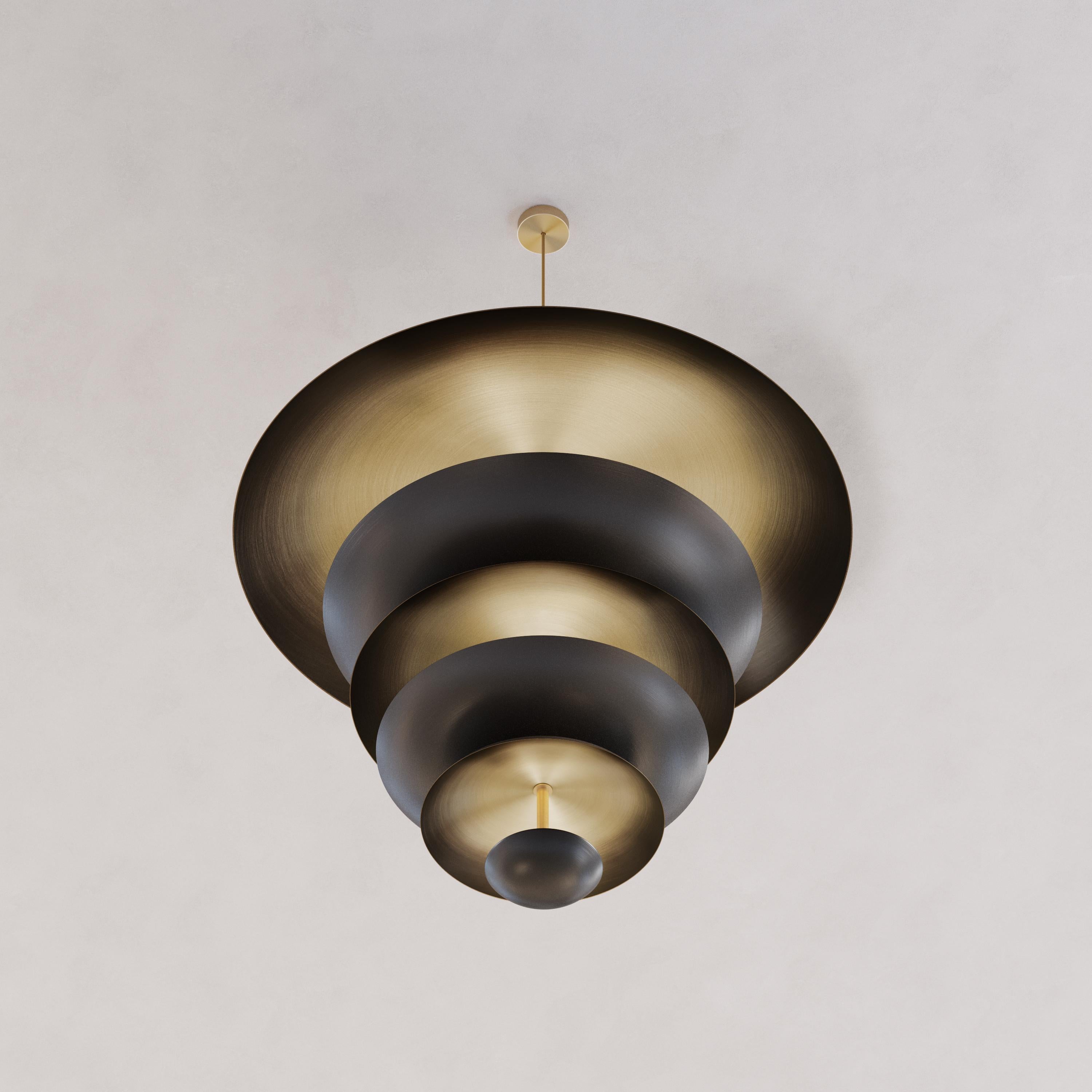 English 'Cosmic Regolith' Chandelier XL 100, Dark Bronze Gradient Patina Brass Pendant For Sale