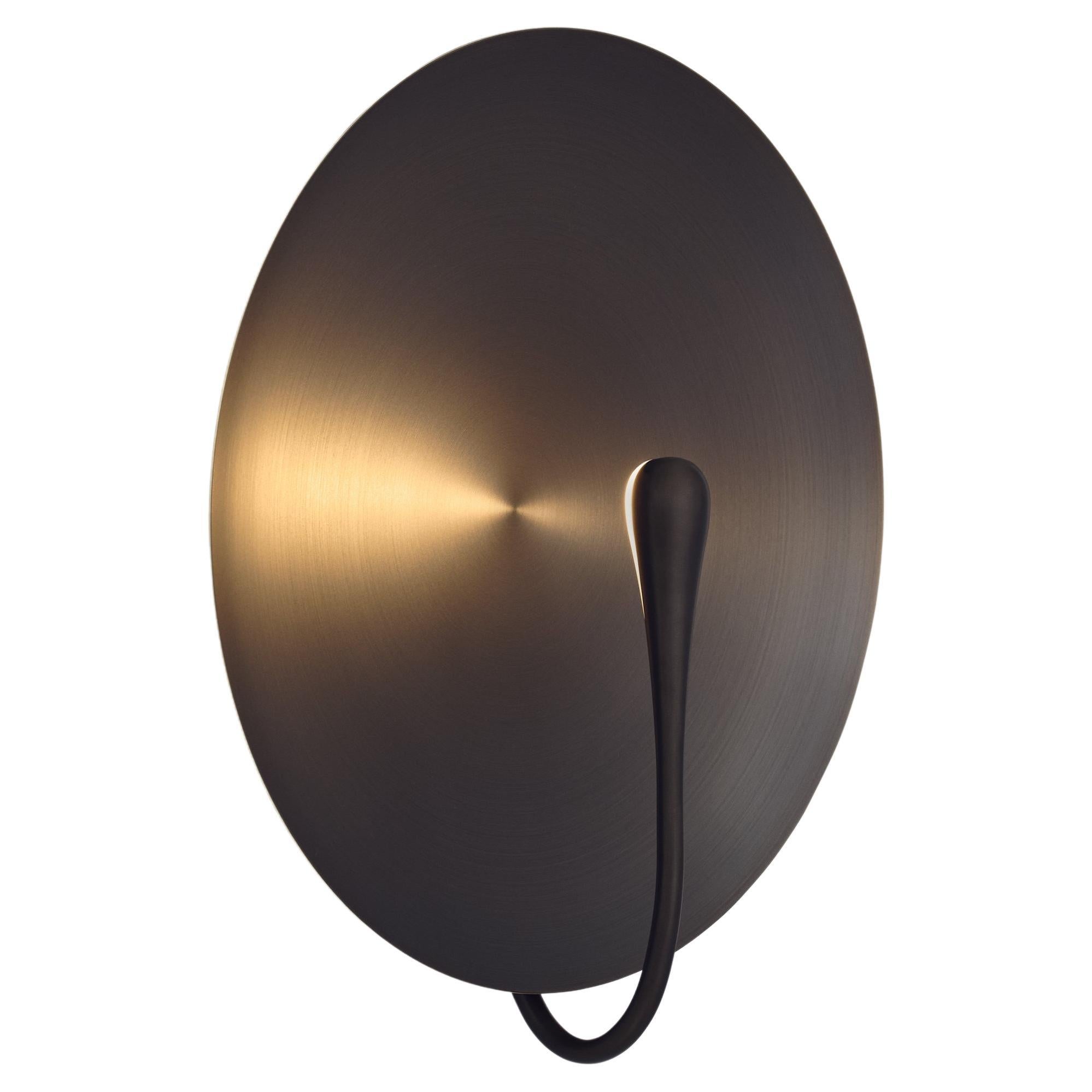 'Cosmic Regolith' Dark Bronze Patina Satin Brass Handmade Wall Light, Sconce For Sale