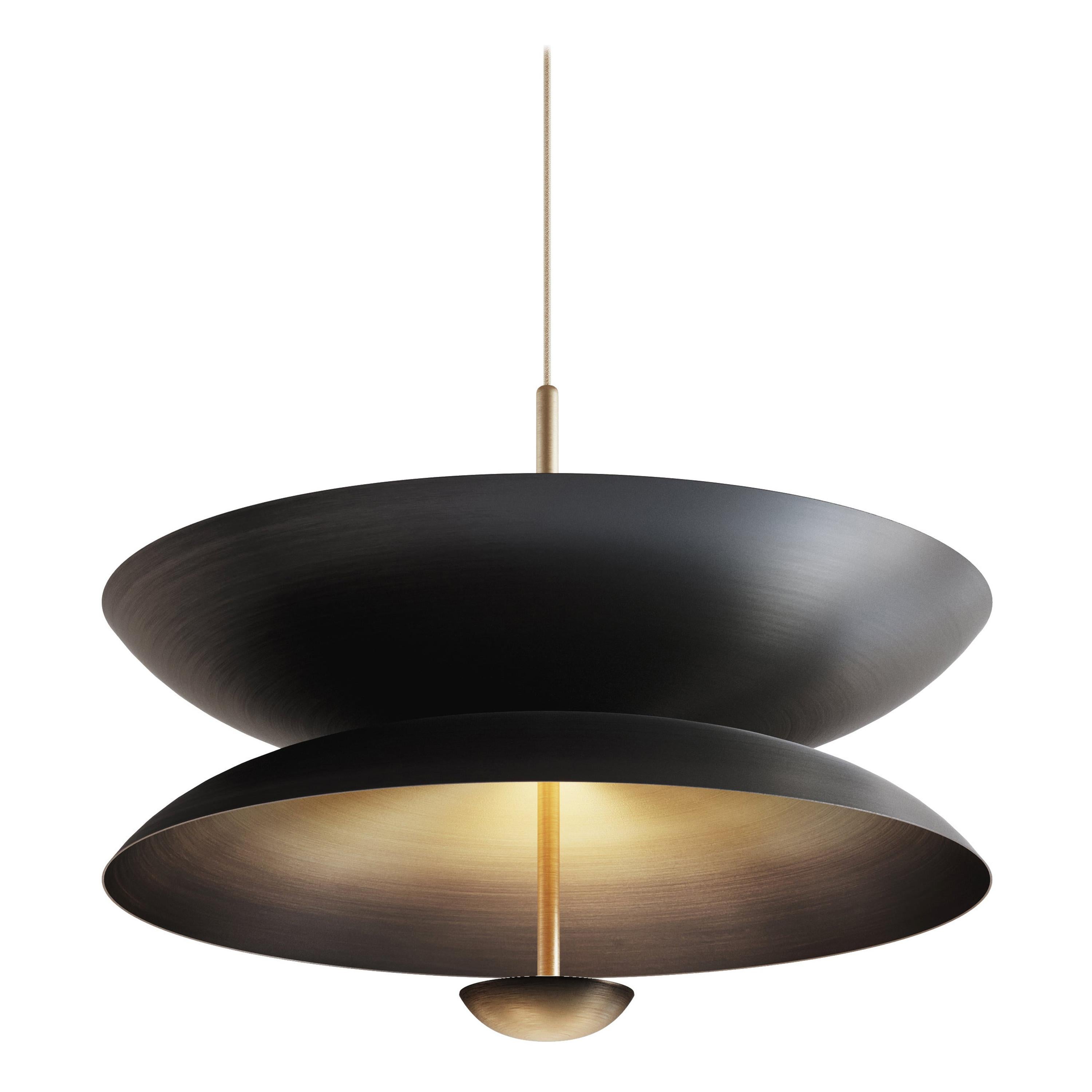 'Cosmic Regolith Pendant 100' Black Patina & Gradient Brass Ceiling Lamp