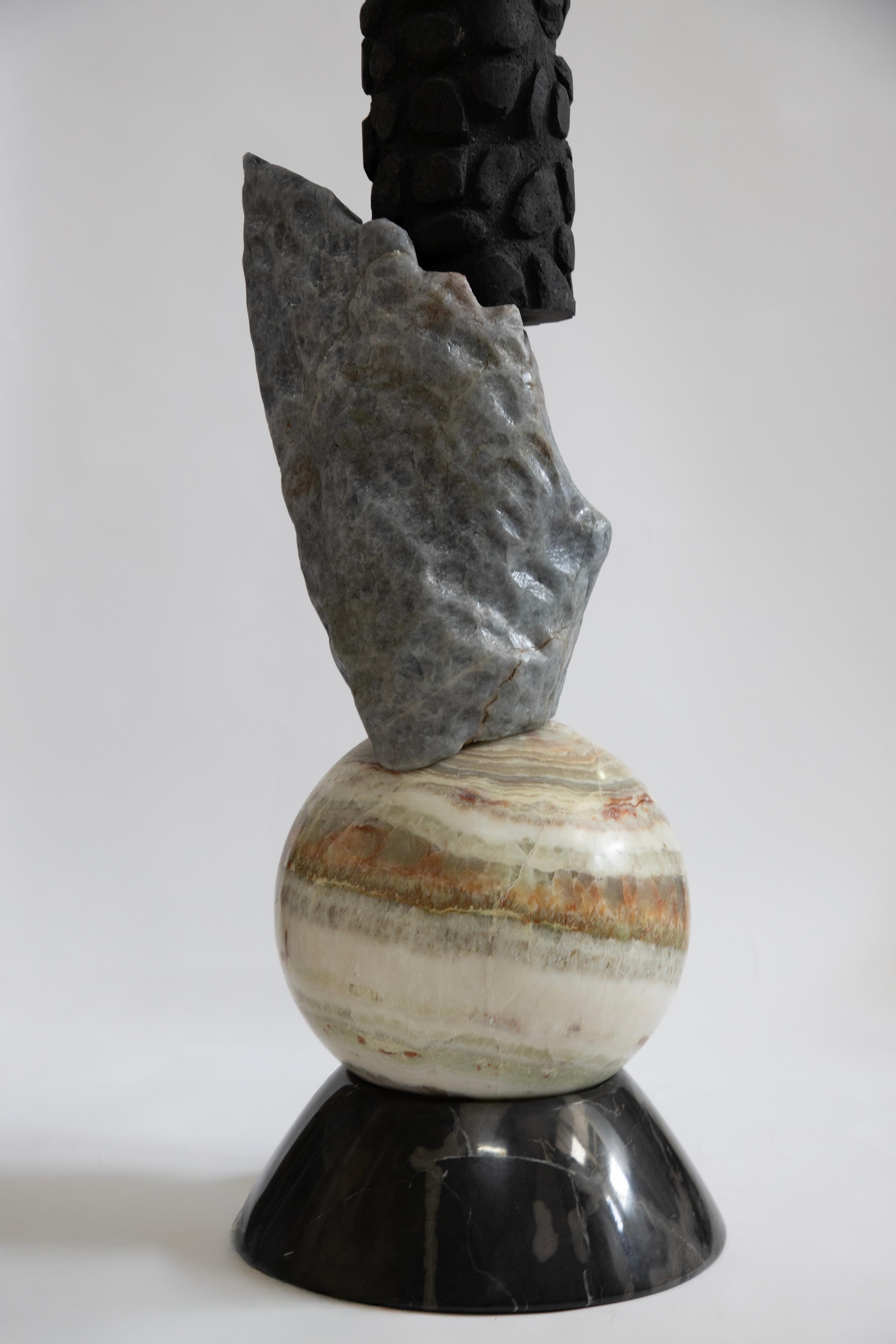 Hand-Carved Cosmic Relics 8 - Sten Studio - 2025 - Unique - Natural stones totem For Sale