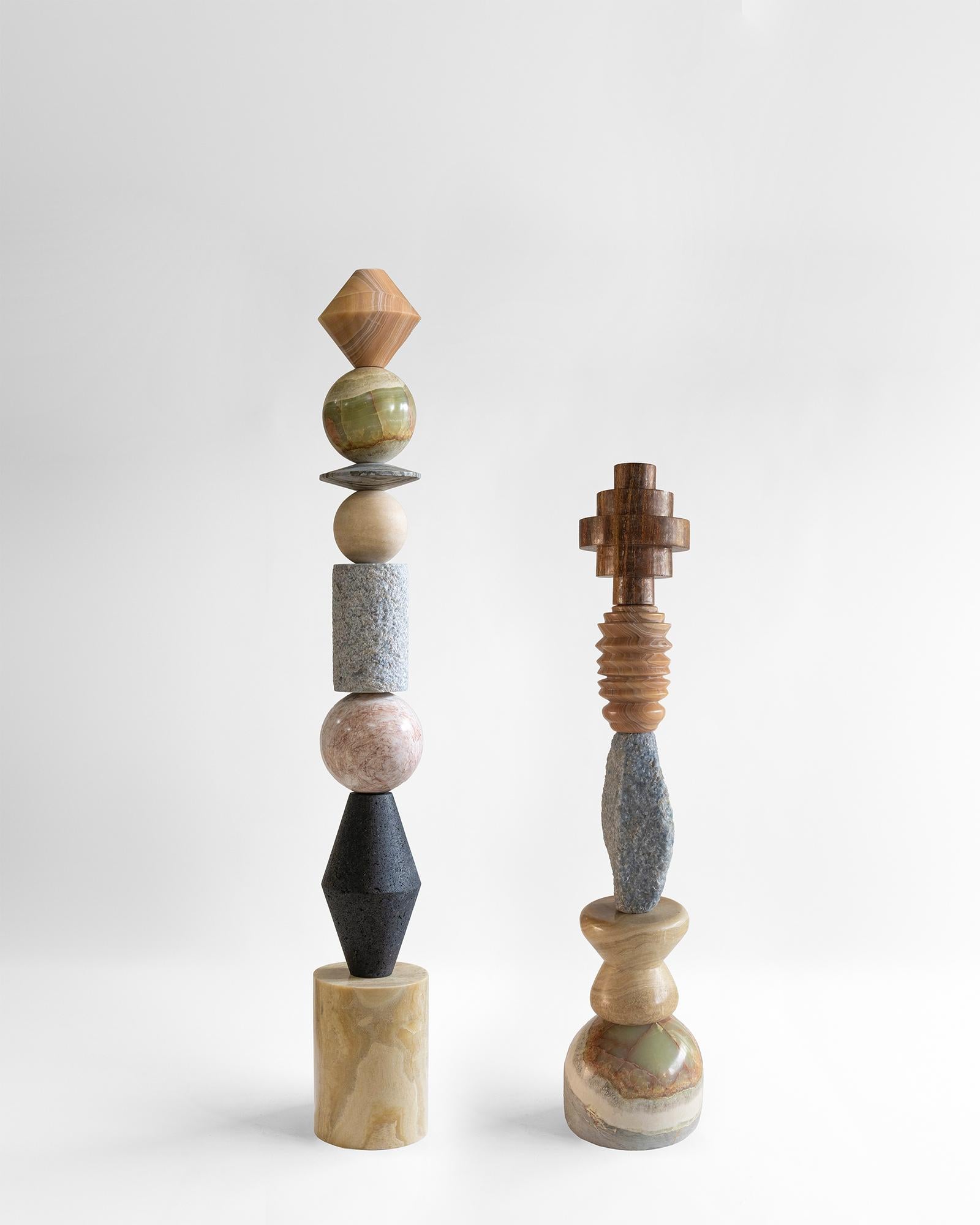 Hand-Carved Cosmic Relics 9 - Sten Studio - 2025 - Unique - Natural stones totem For Sale
