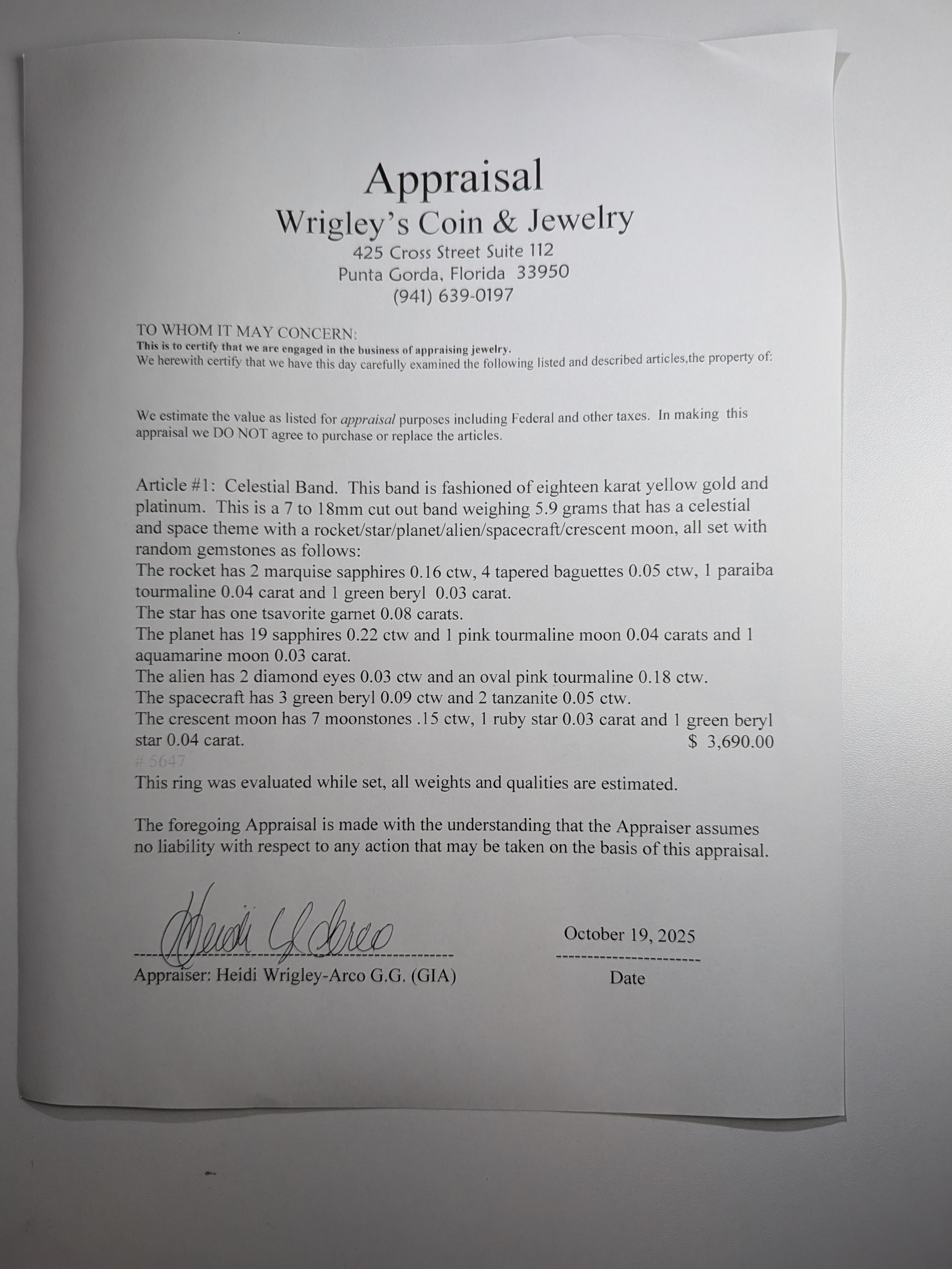 Anello cosmico. Anello a tema planetario Rocket Space in platino e 18k. in vendita 5