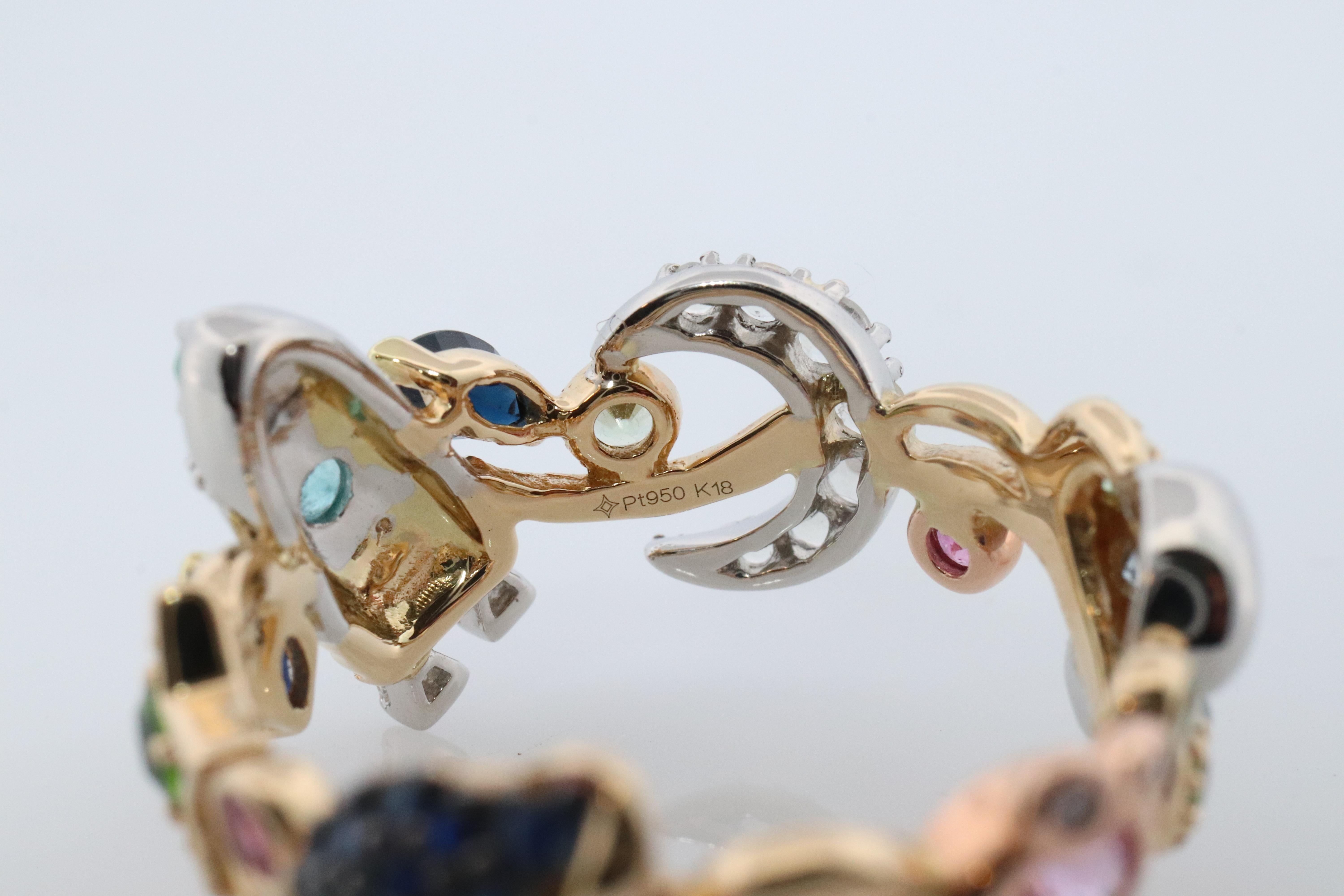Cosmic ring. 18k and Platinum Rocket Space Planetary theme band. For Sale 2