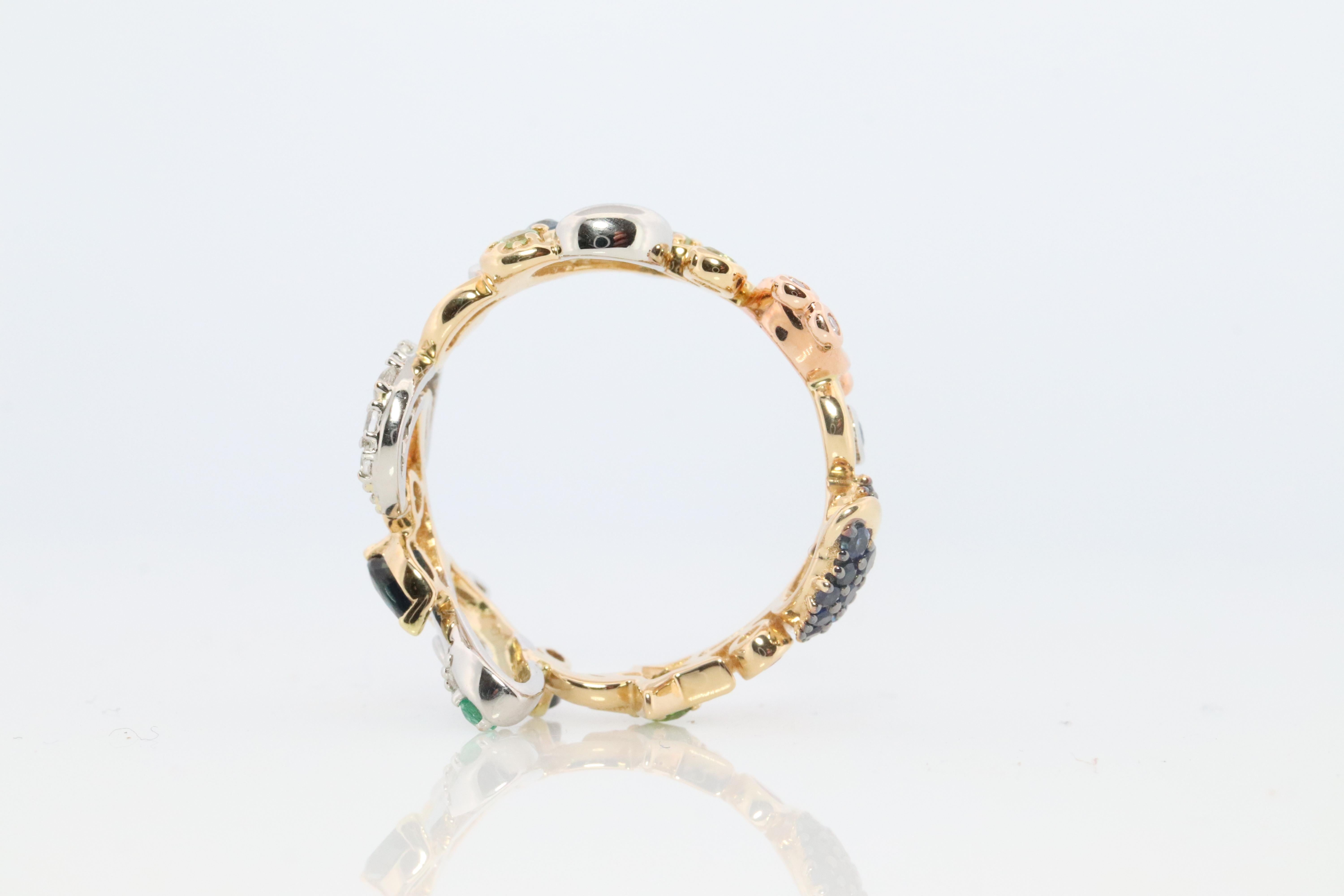 Anello cosmico. Anello a tema planetario Rocket Space in platino e 18k. in vendita 2