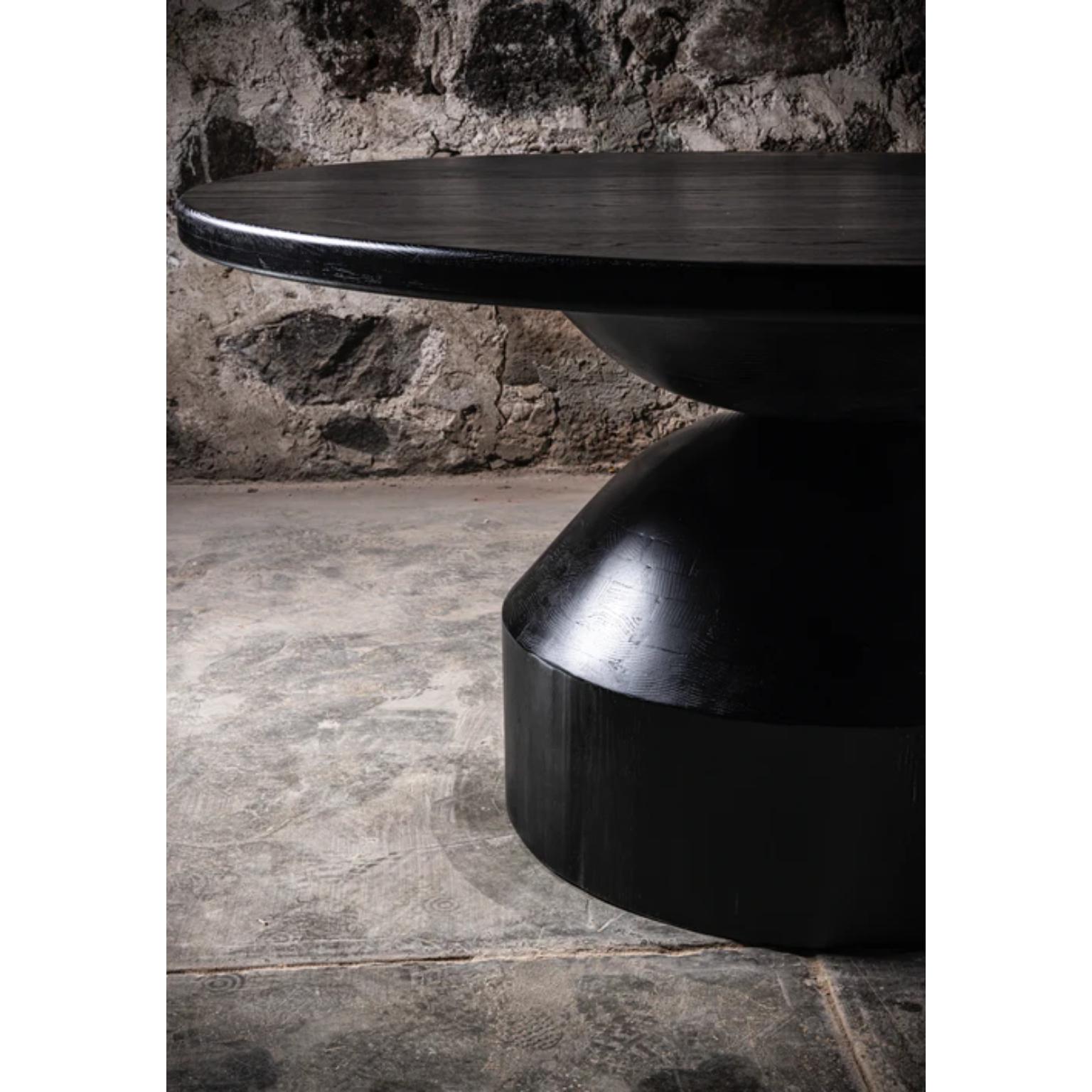 Modern Cosmic Round Dining Table in Black Oak by No Age Studio For Sale