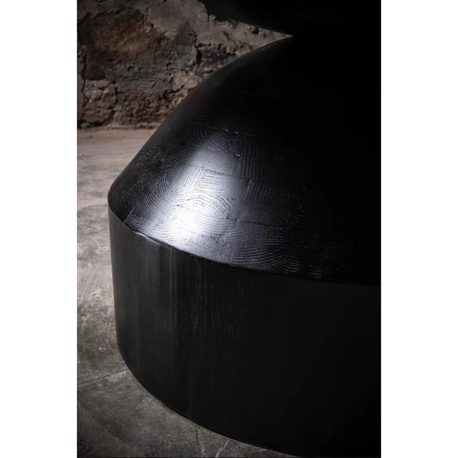 Mexican Cosmic Round Dining Table in Black Oak by No Age Studio For Sale