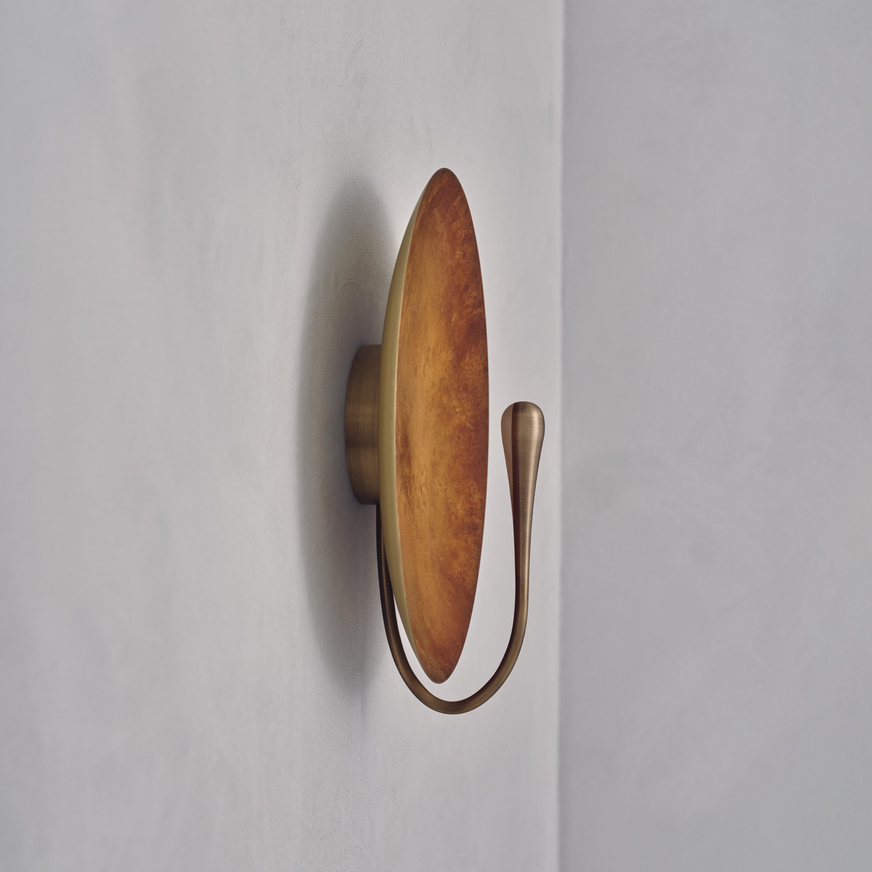 Contemporary 'Cosmic Rust' Artisan Handmade Rust Patinated Brass Wall Light Sconce For Sale