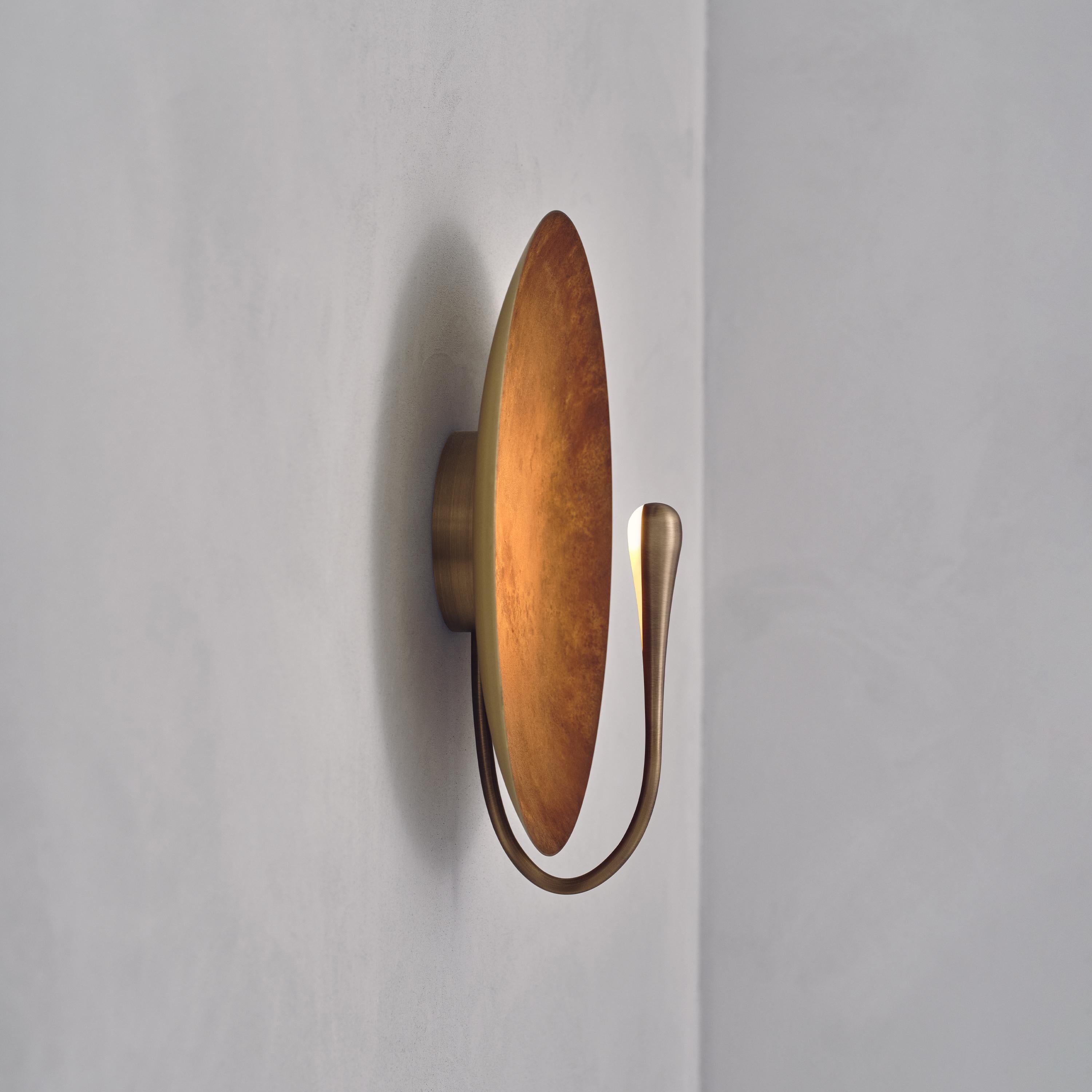 'Cosmic Rust' Artisan Handmade Rust Patinated Brass Wall Light Sconce In New Condition For Sale In London, GB