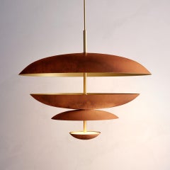 'Cosmic Rust Chandelier 100' Rust Patinated Brass Ceiling Light