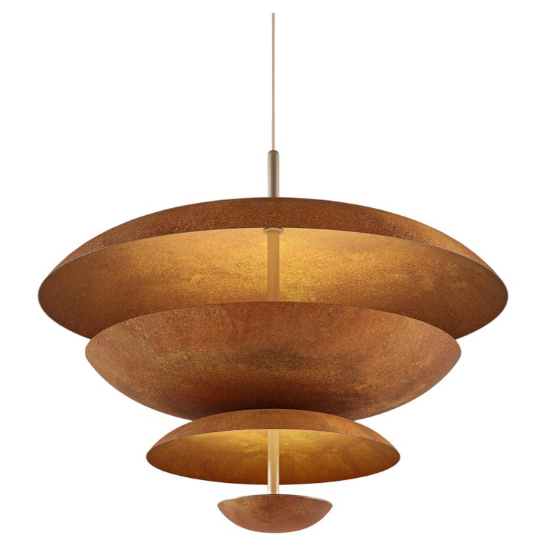 Cosmic Rust Chandelier 70' Handmade Rust Patinated Brass Ceiling Lamp For  Sale at 1stDibs