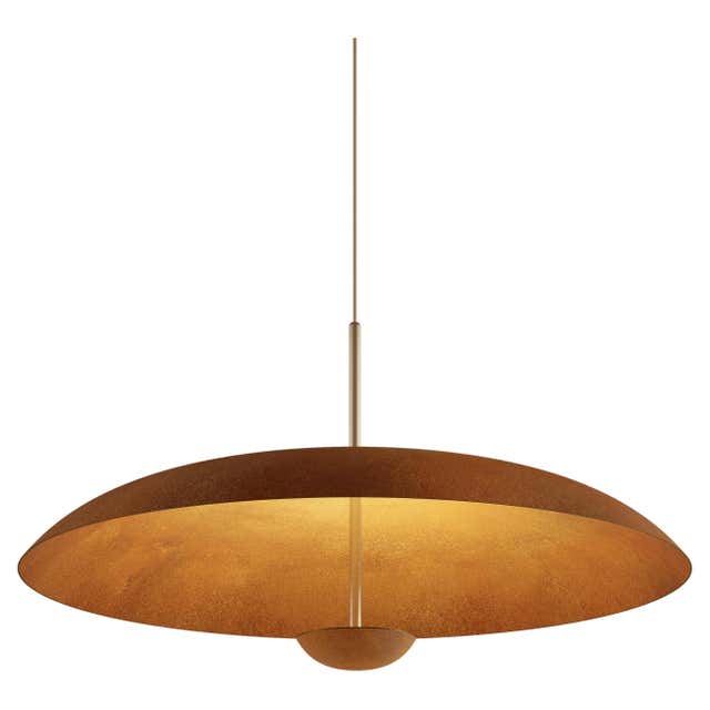 Rust Ceiling Light Cosmic 'Rust Pendant 70' Artisan Handmade Rust Patinated Brass Ceiling ...