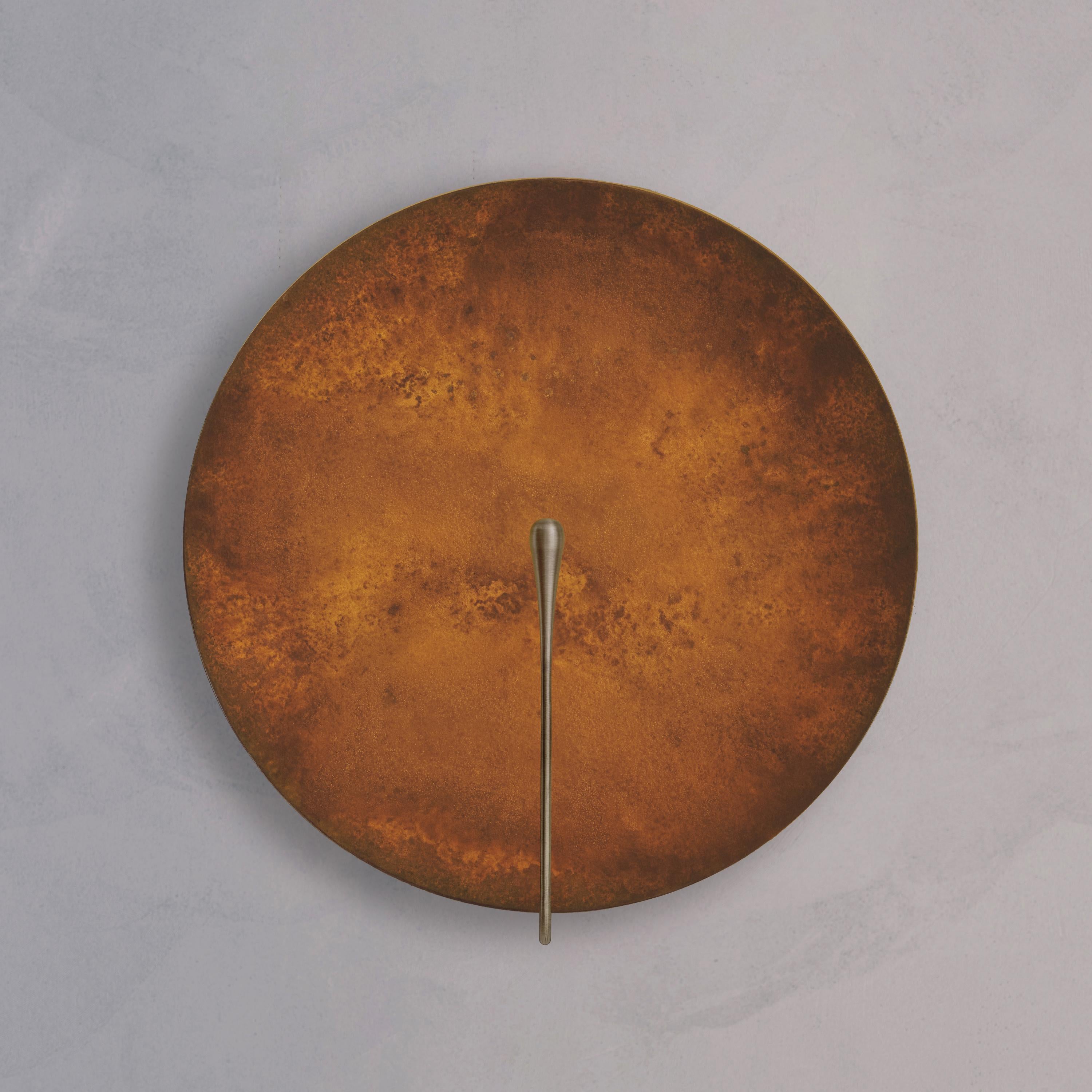 Organic Modern 'Cosmic Rust XL' Handmade Patinated Brass Contemporary Wall Light Sconce For Sale