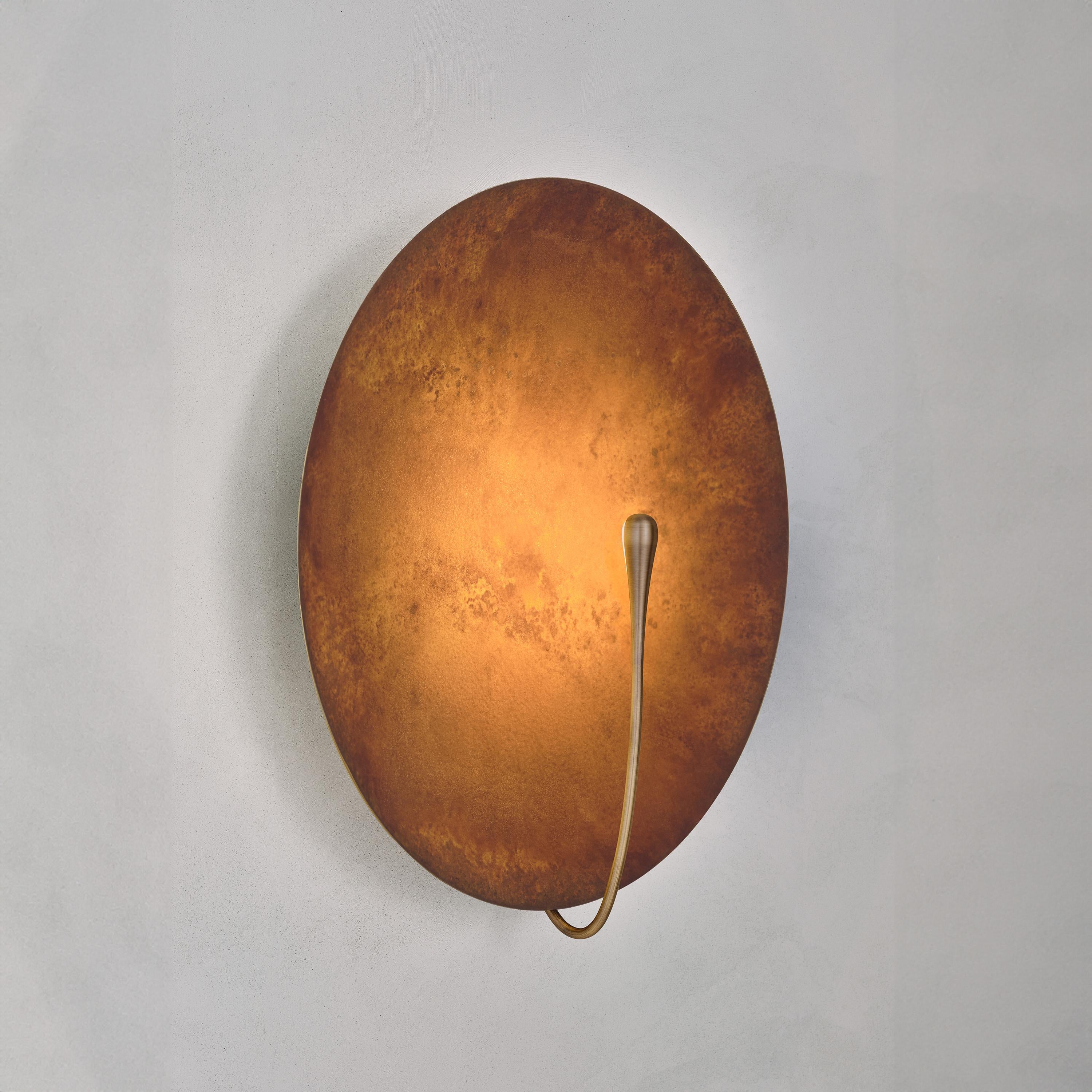 British 'Cosmic Rust XL' Handmade Patinated Brass Contemporary Wall Light Sconce For Sale