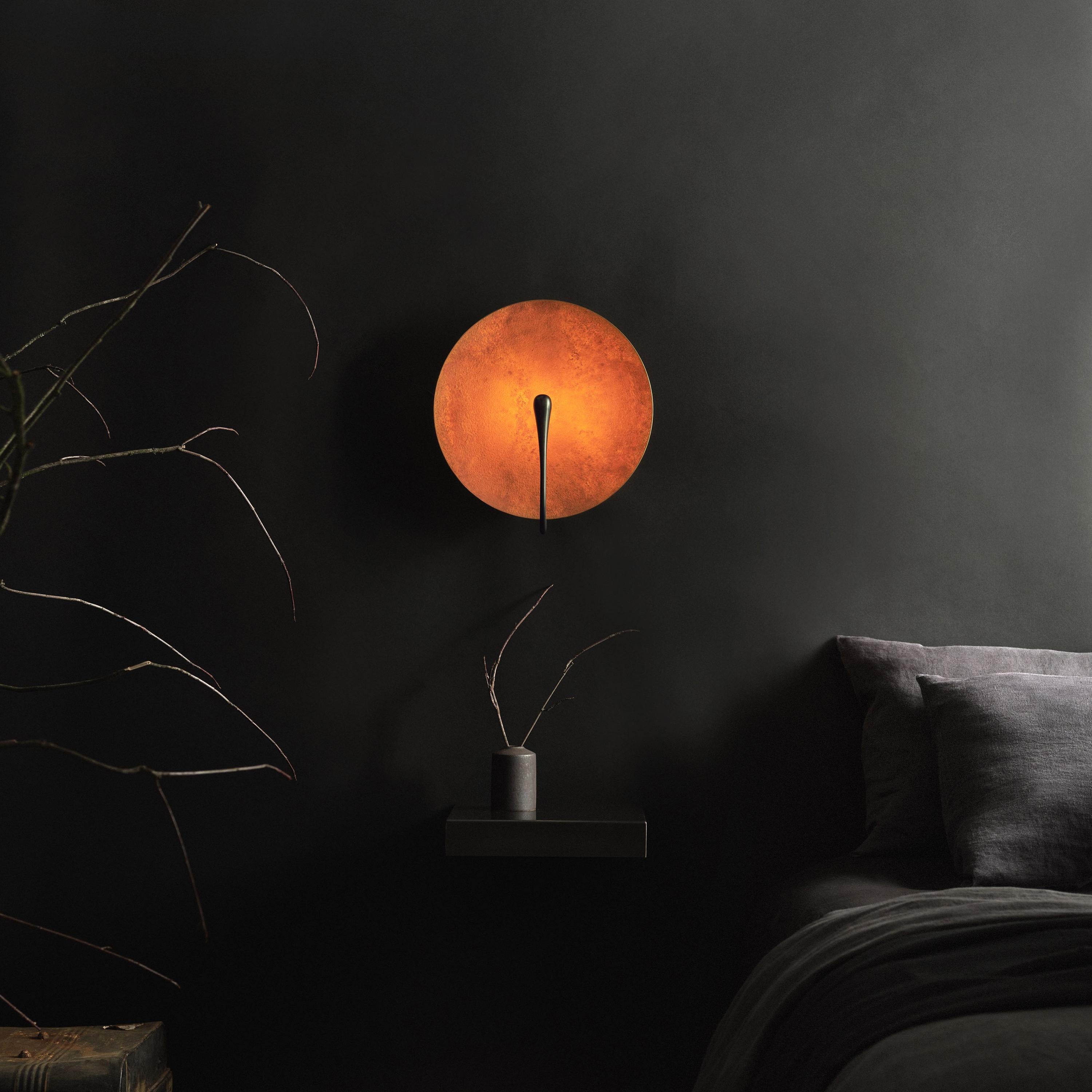 Cosmic Rust XL Handmade Patinated Brass Rustic Contemporary Wall Light Sconce For Sale 1