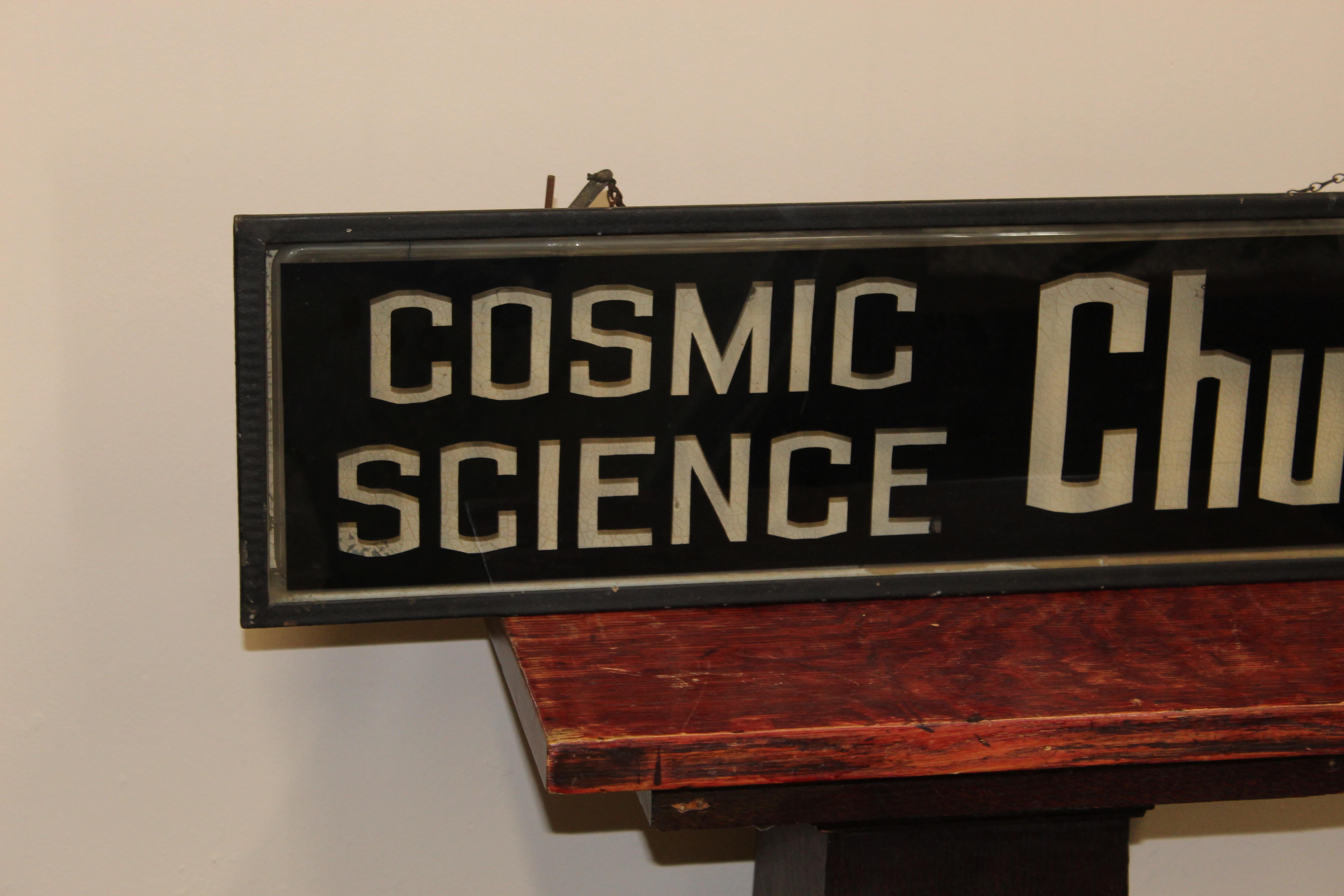 American Cosmic Science Church Advertising Light Up Sign For Sale