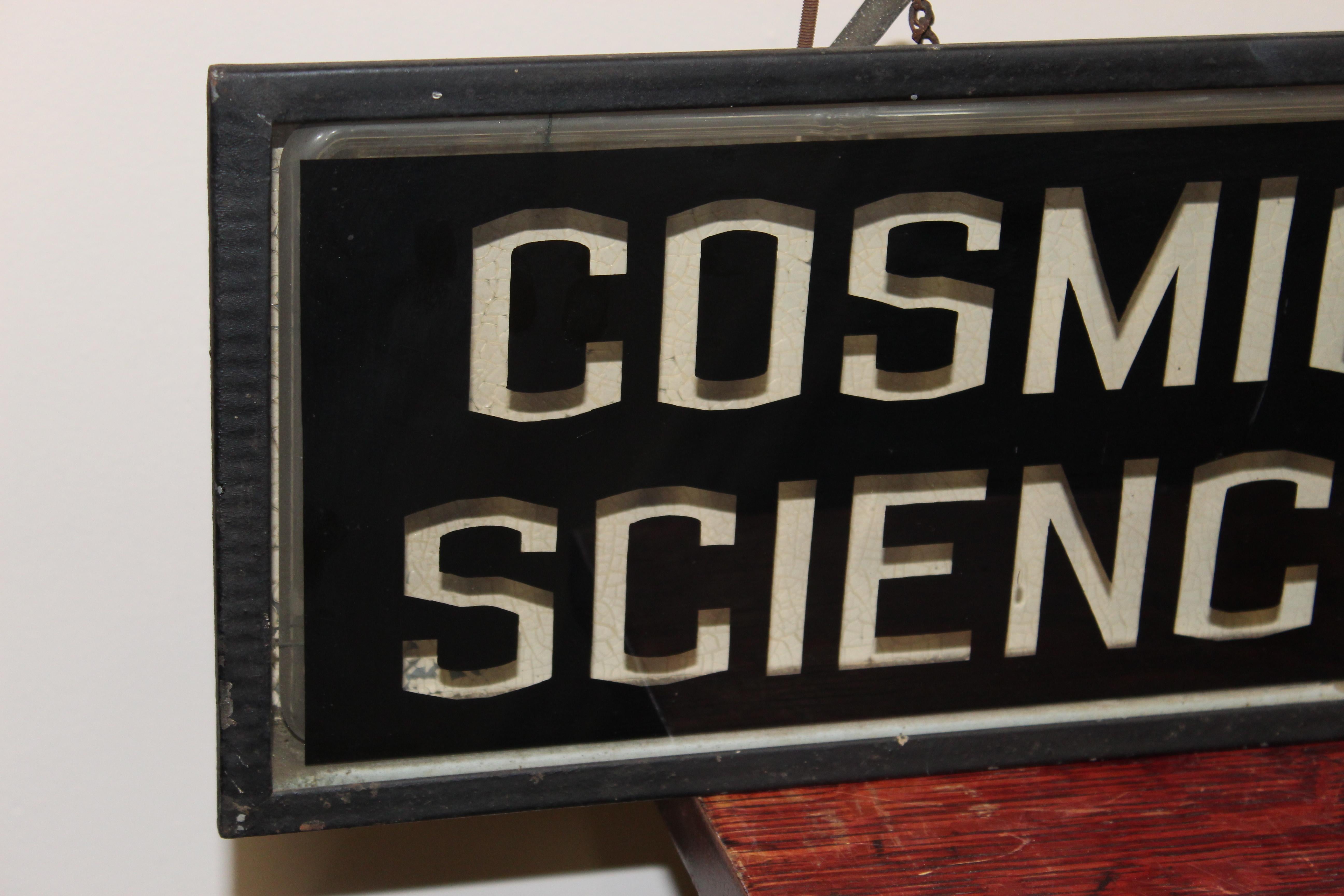 Mid-20th Century Cosmic Science Church Advertising Light Up Sign For Sale