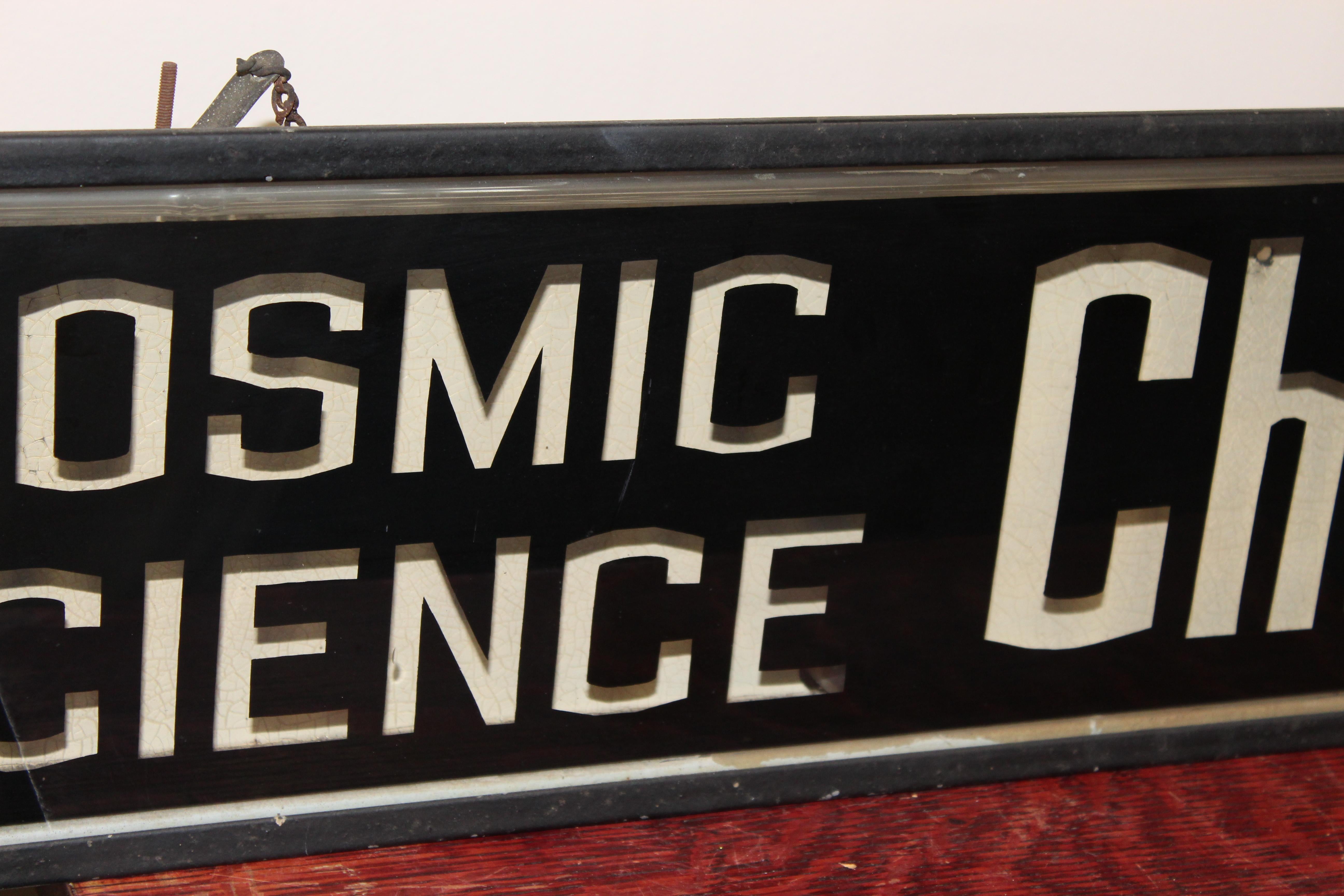 Glass Cosmic Science Church Advertising Light Up Sign For Sale
