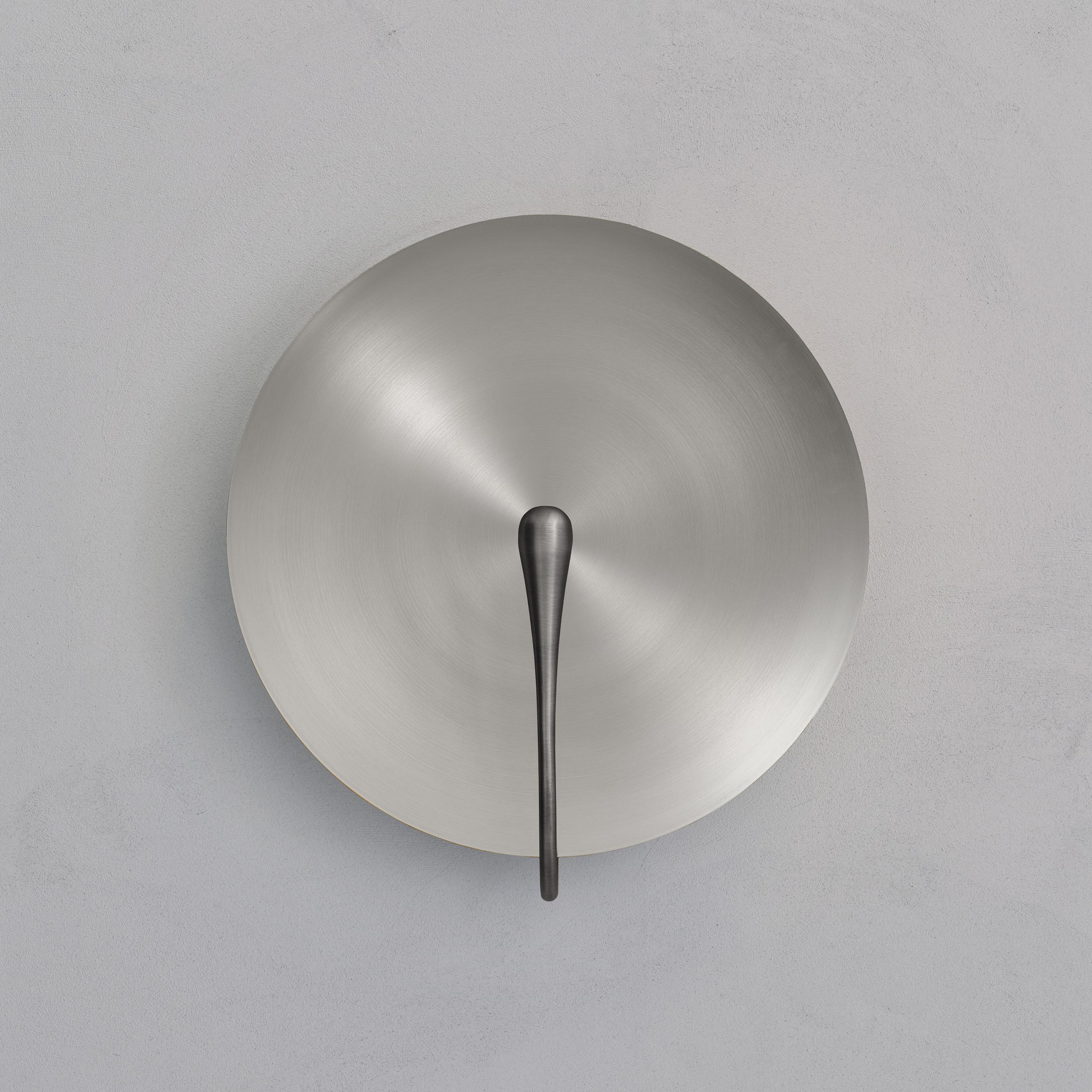 Organic Modern 'Cosmic Seleno ' Handmade Brushed Steel Contemporary Wall Light Sconce For Sale