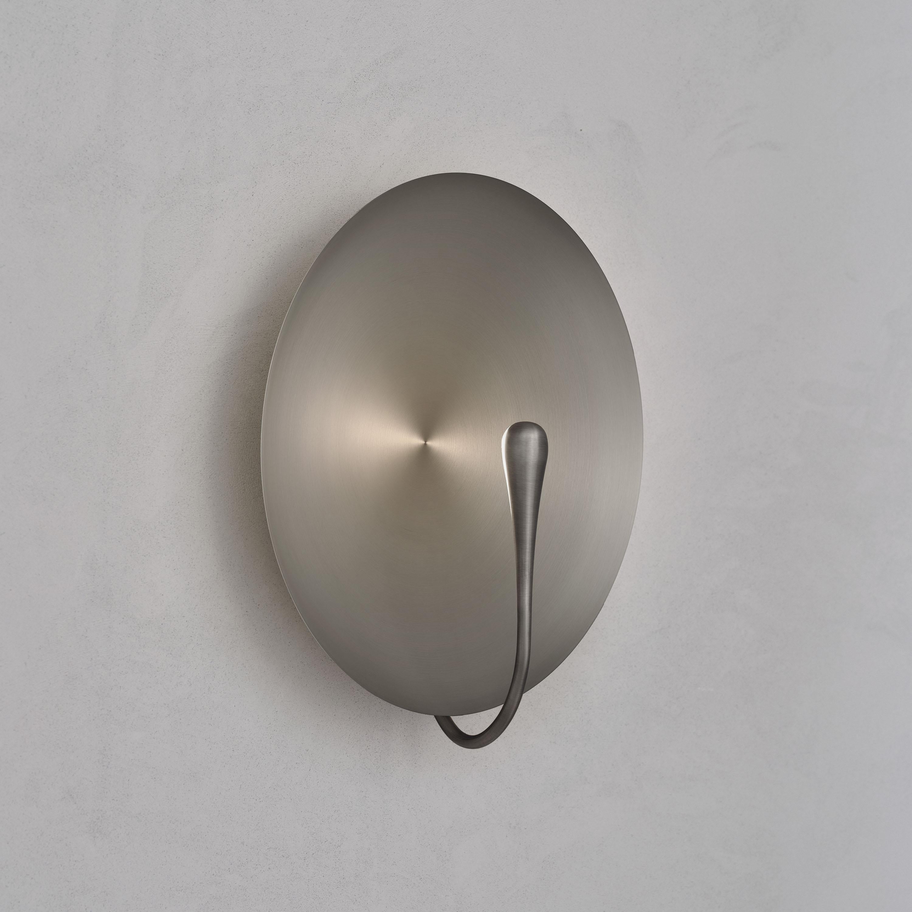 British 'Cosmic Seleno ' Handmade Brushed Steel Contemporary Wall Light Sconce For Sale