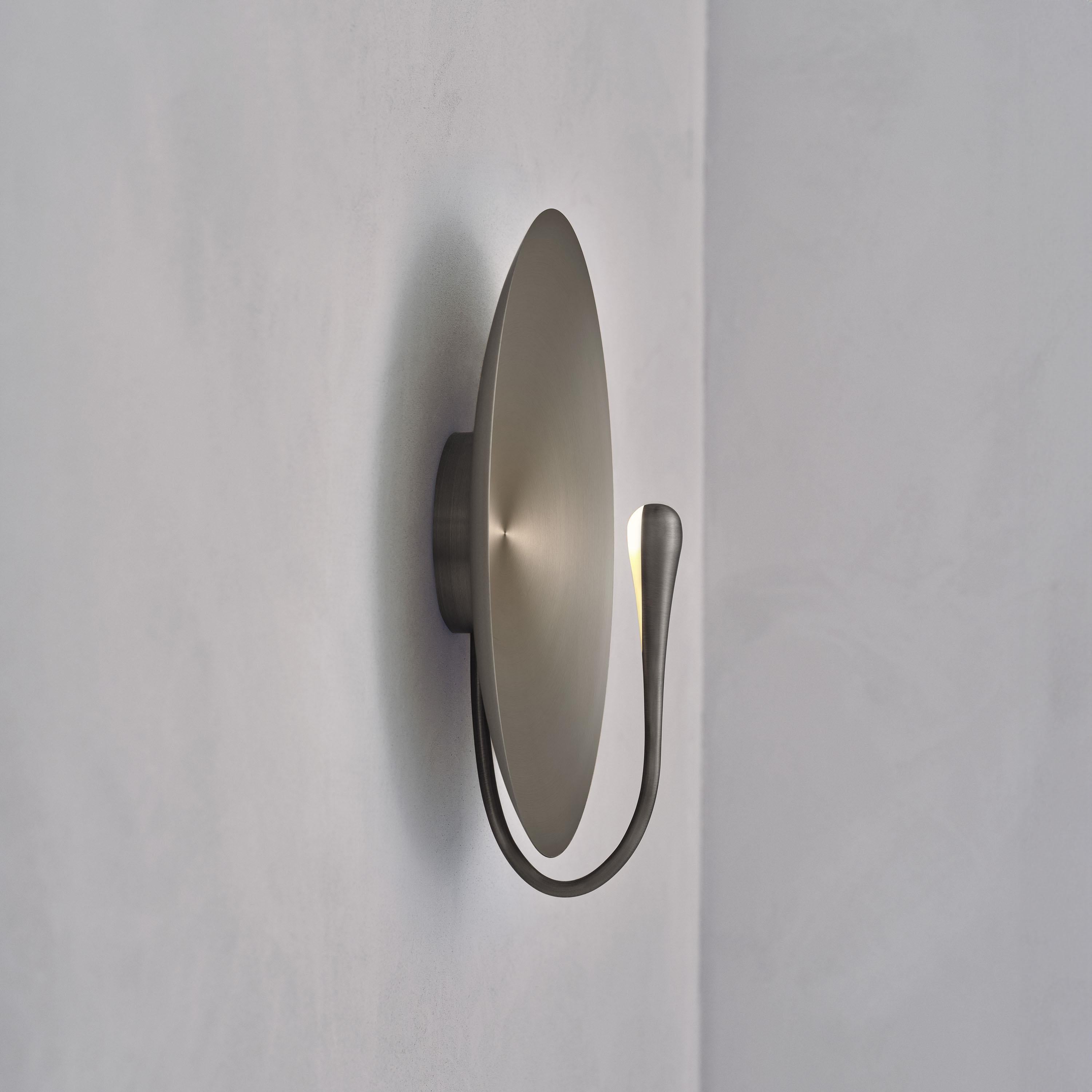 'Cosmic Seleno ' Handmade Brushed Steel Contemporary Wall Light Sconce In New Condition For Sale In London, GB