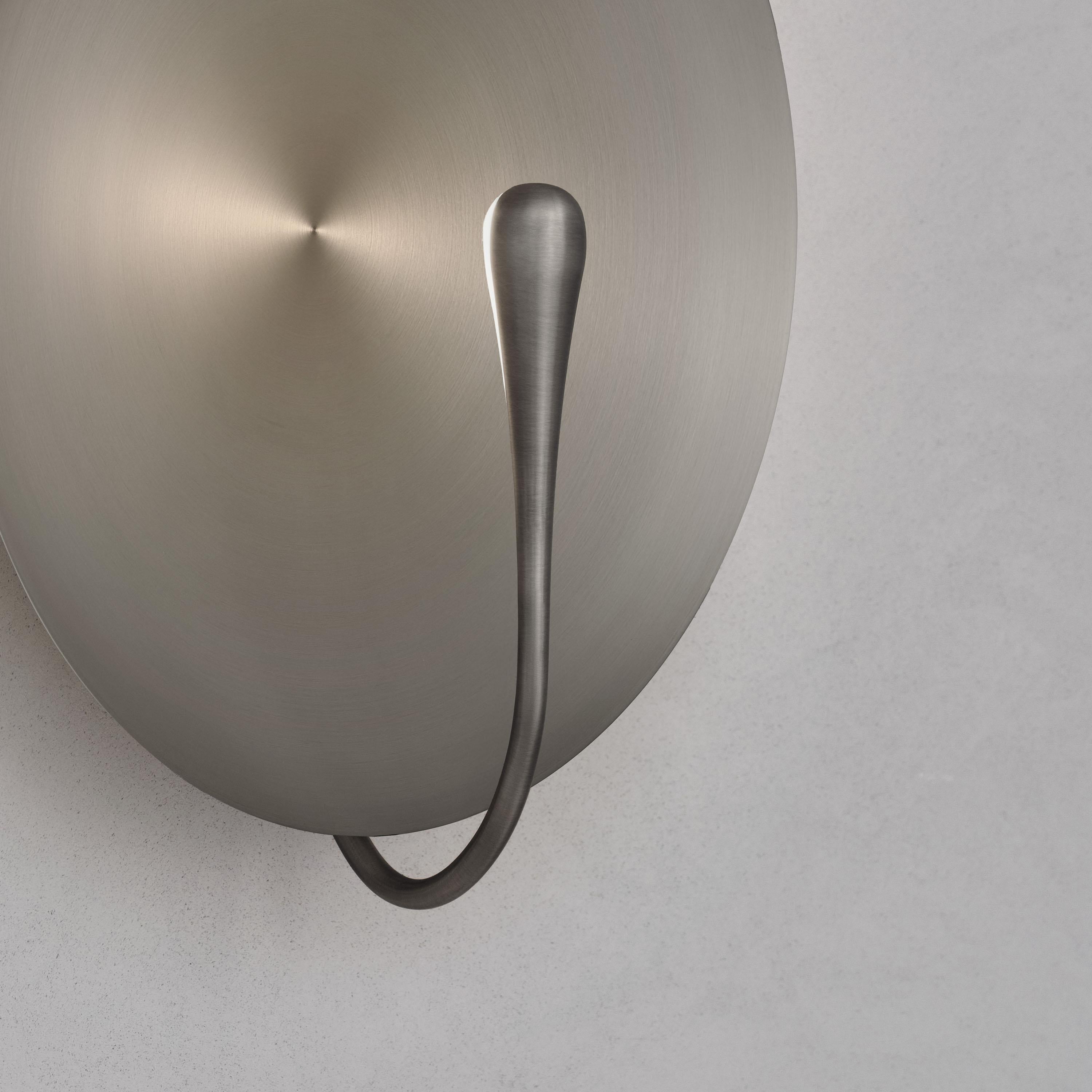 'Cosmic Seleno ' Handmade Brushed Steel Contemporary Wall Light Sconce For Sale 2