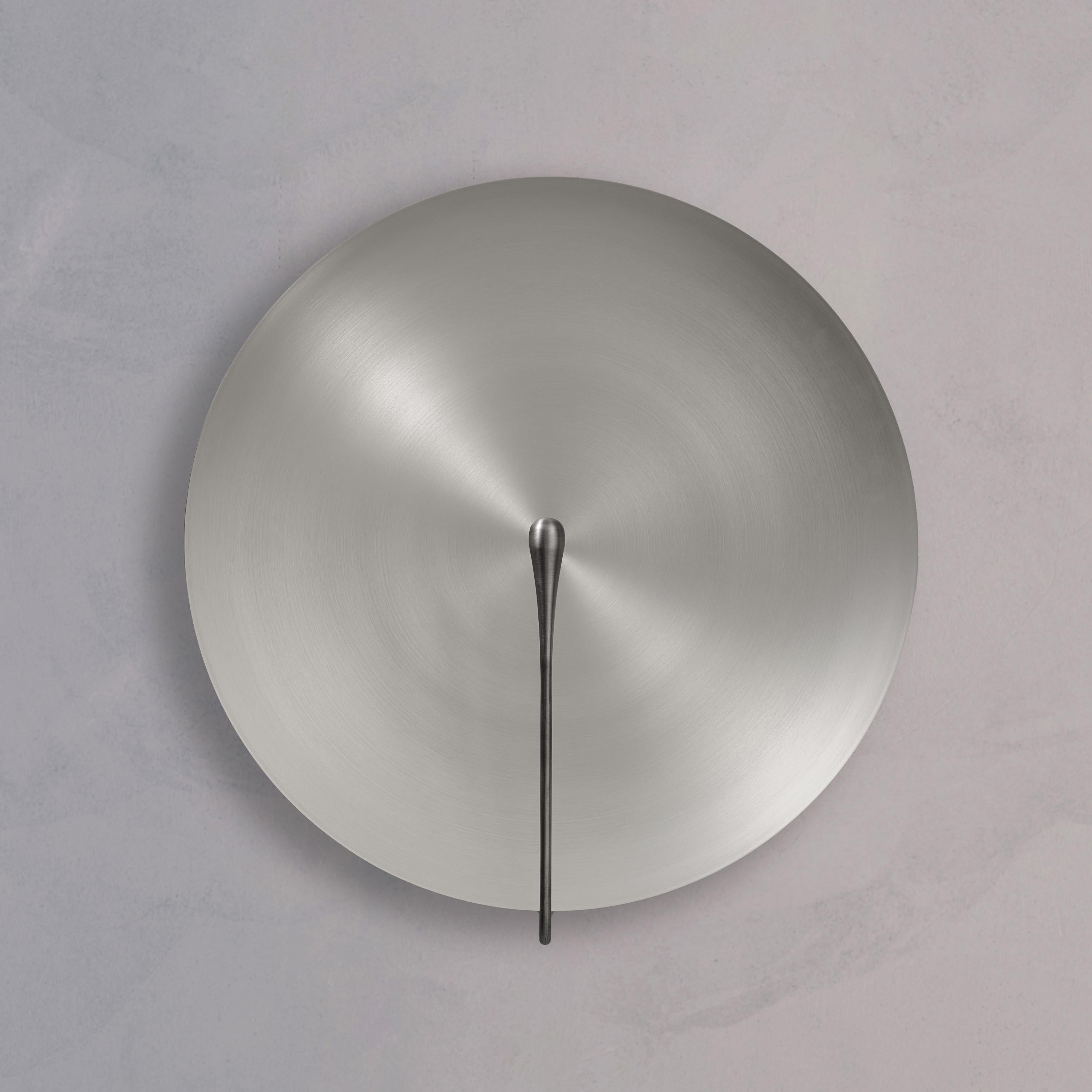 Organic Modern 'Cosmic Seleno XL' Handmade Brushed Steel Contemporary Wall Light Sconce For Sale