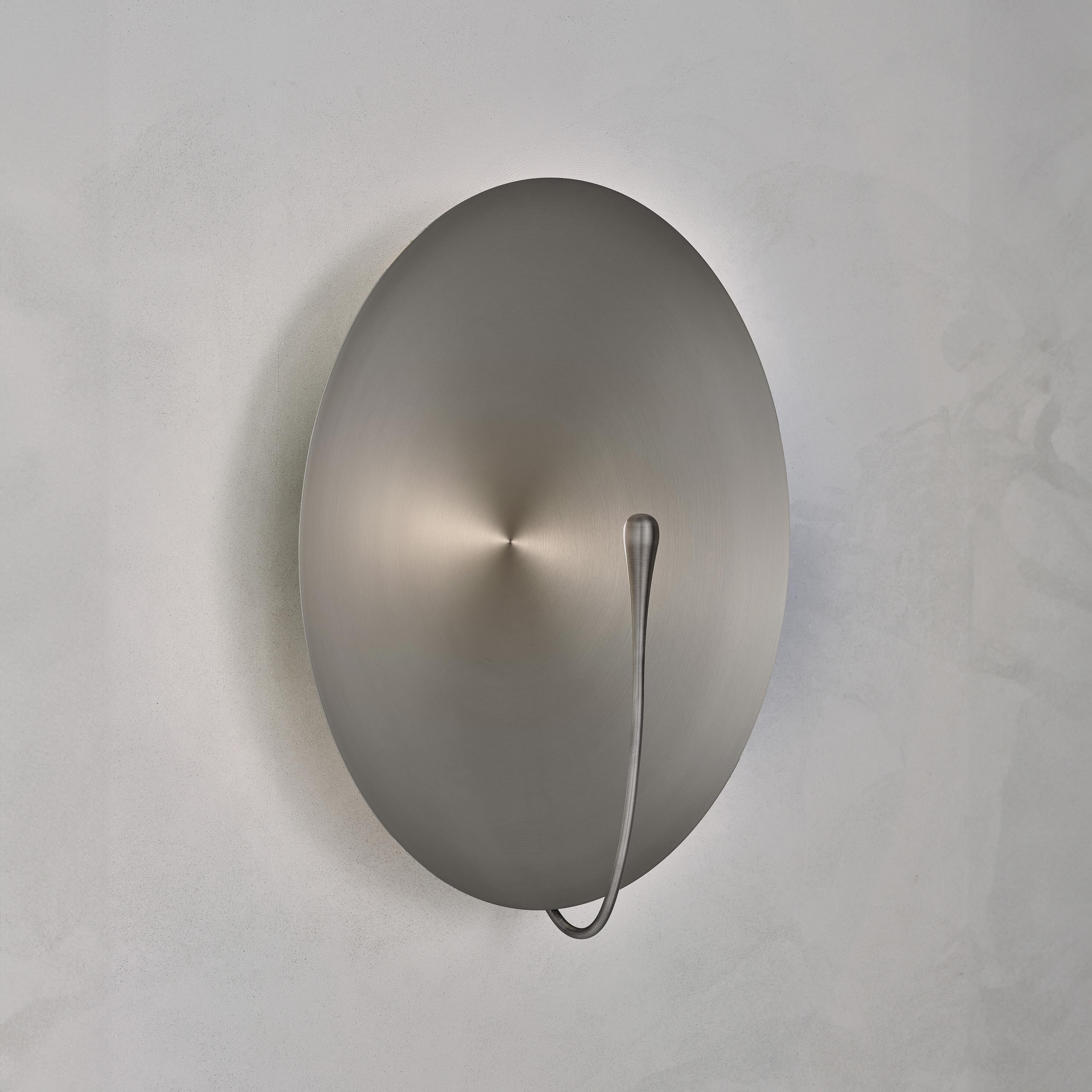 British 'Cosmic Seleno XL' Handmade Brushed Steel Contemporary Wall Light Sconce For Sale