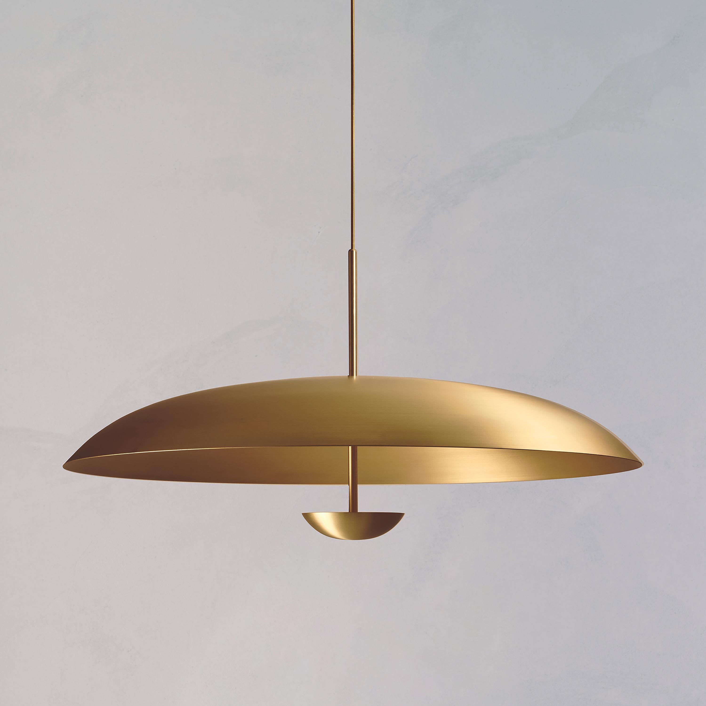 Brushed 'Cosmic Sol Pendant 100' Handmade Satin Brass Finished Ceiling Lamp For Sale
