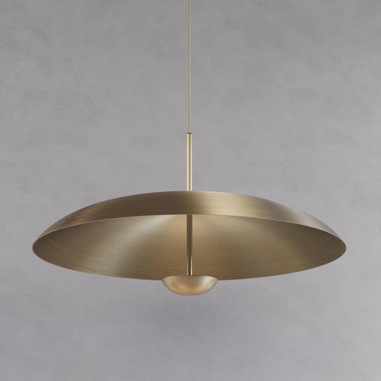 Brushed 'Cosmic Sol Pendant 70' Handmade Satin Brass Finished Ceiling Lamp For Sale
