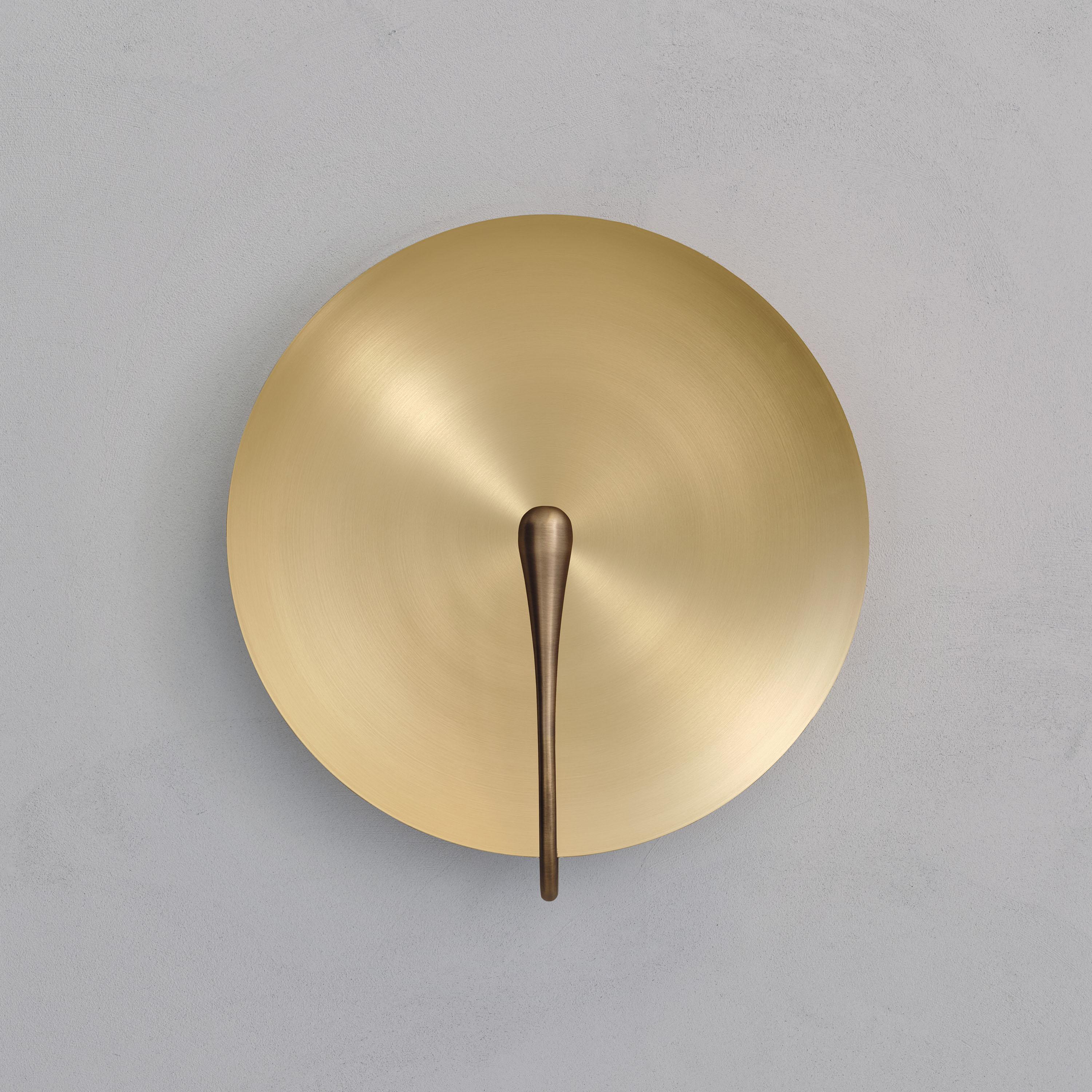 Organic Modern 'Cosmic Sol' Handmade Brushed Brass Contemporary Wall Light, Sconce For Sale