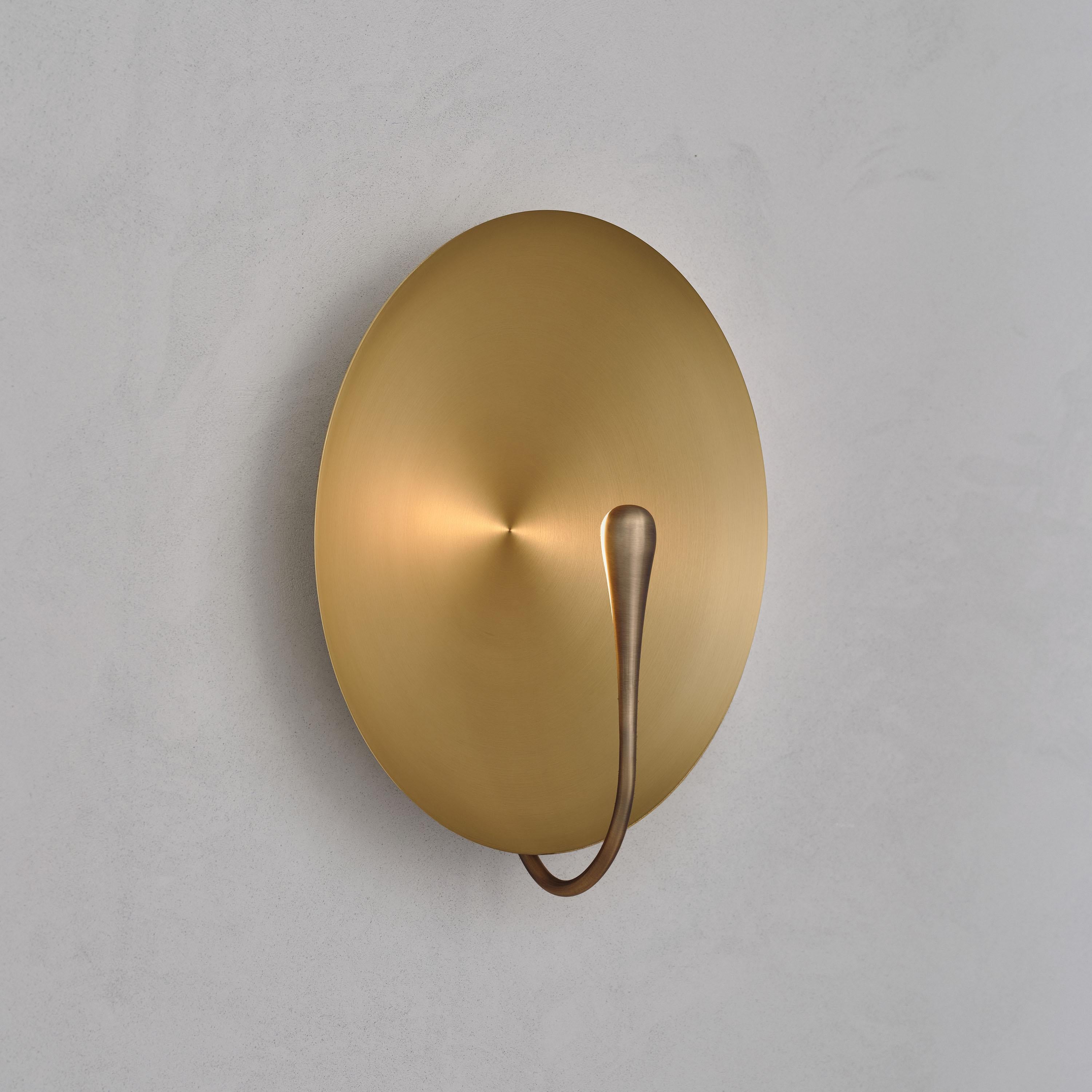 British 'Cosmic Sol' Handmade Brushed Brass Contemporary Wall Light, Sconce For Sale