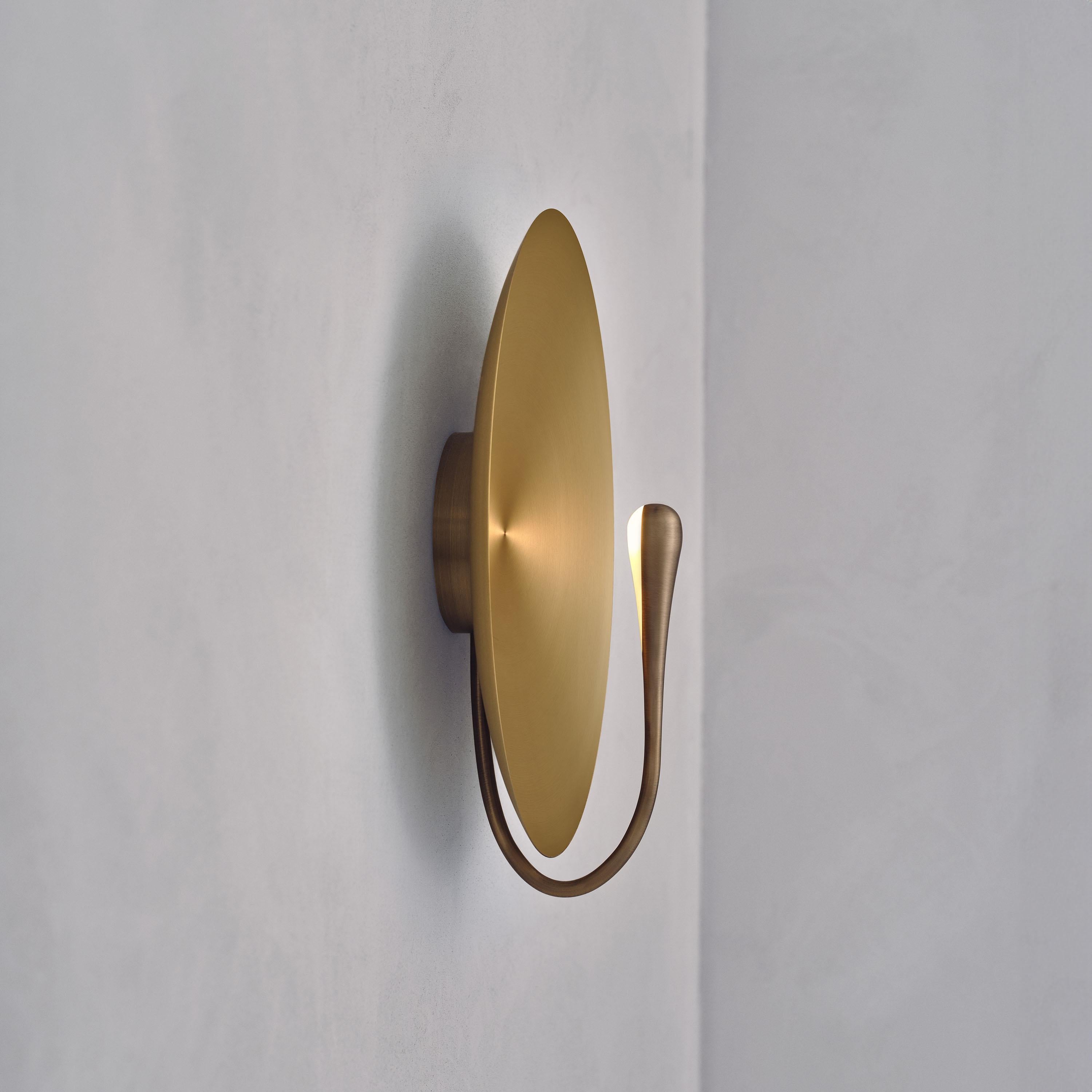'Cosmic Sol' Handmade Brushed Brass Contemporary Wall Light, Sconce In New Condition For Sale In London, GB