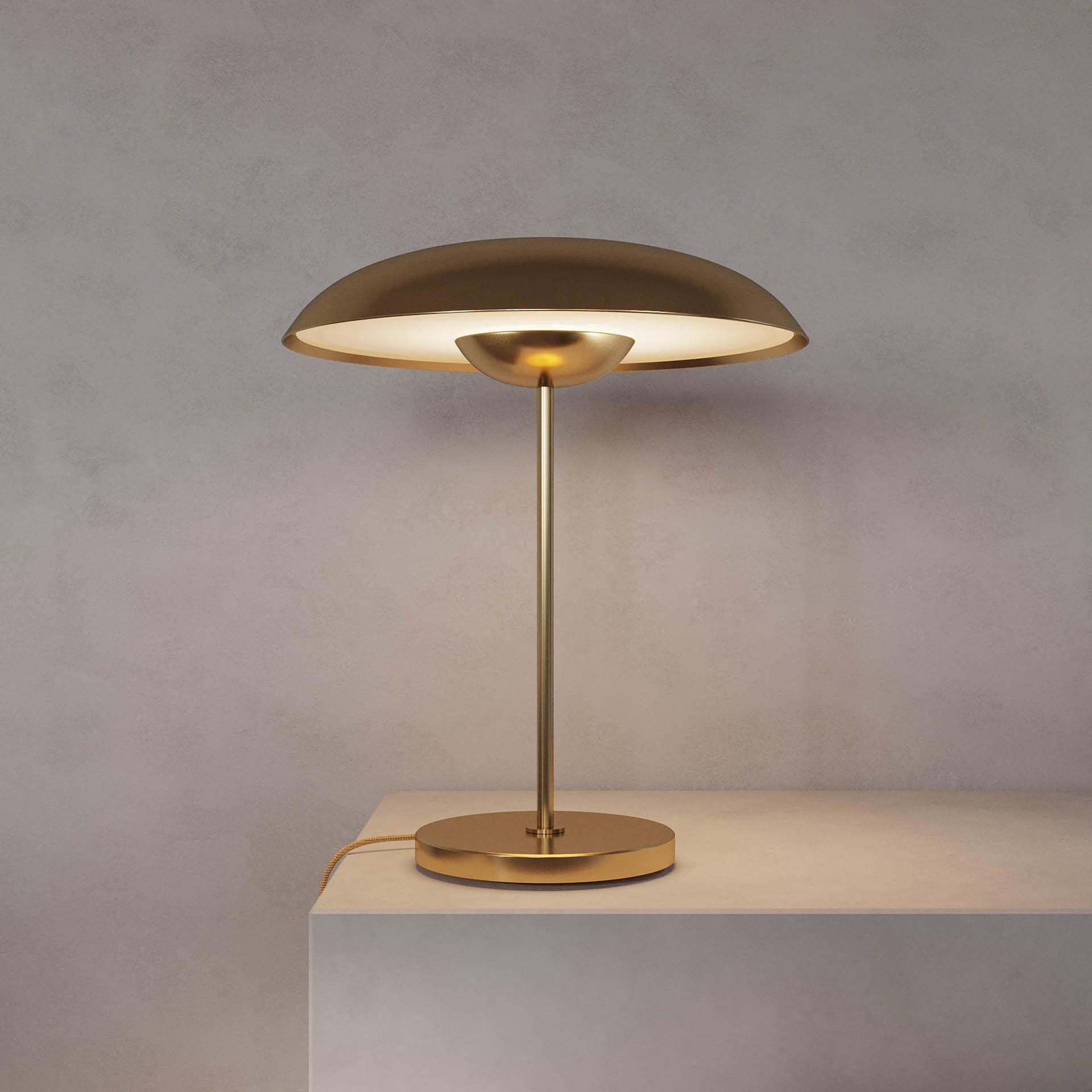 British 'Cosmic Solstice Aurum' Table Lamp, Handmade High Polished Brass Table Light For Sale