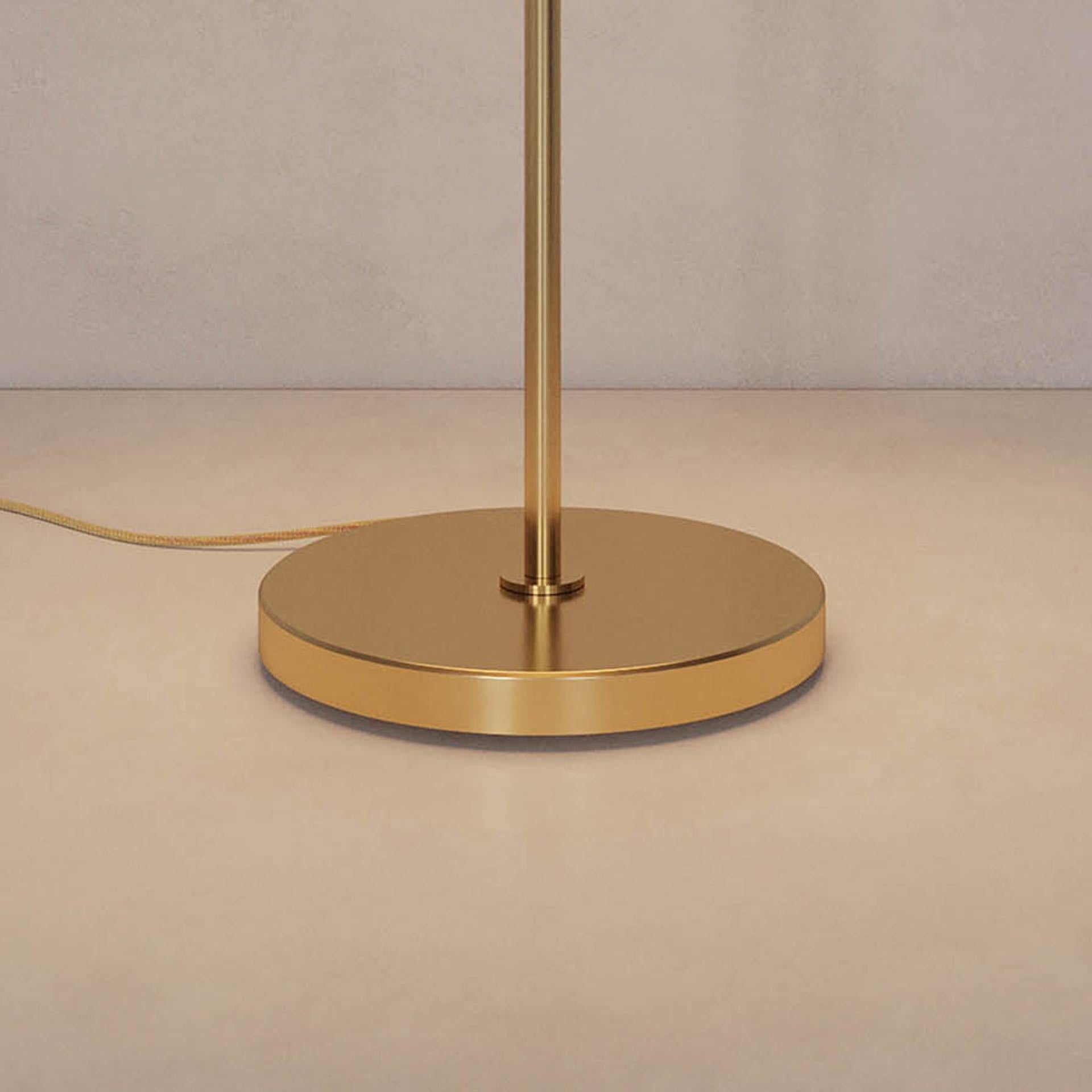 Patinated 'Cosmic Solstice Aurum' Table Lamp, Handmade High Polished Brass Table Light For Sale