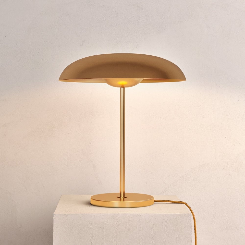 'Cosmic Solstice Aurum' Table Lamp, Handmade High Polished Brass Table Light For Sale